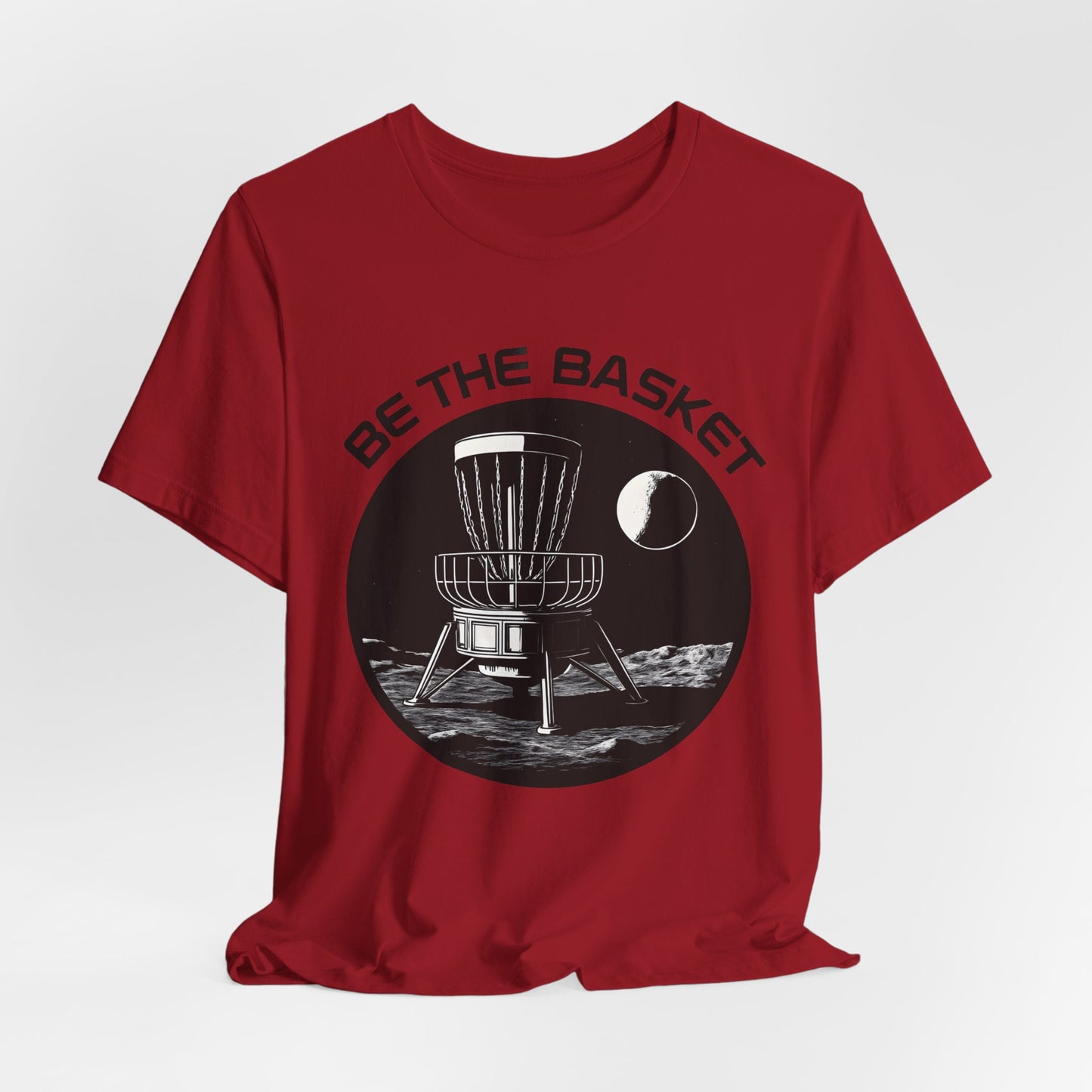 BE THE BASKET Disc Golf Moon Black and White, Unisex T-Shirt, Disc Golf Shirt