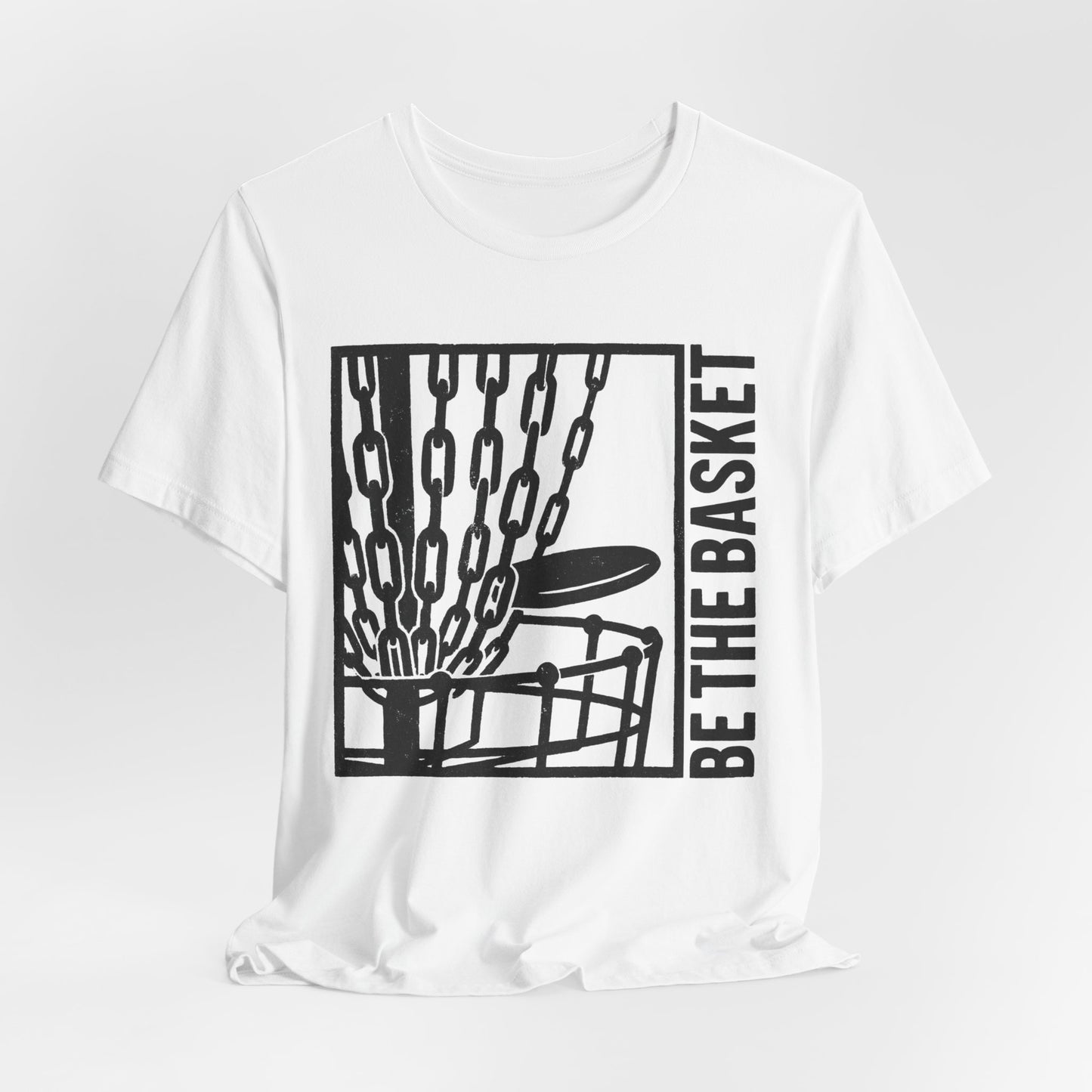 BE THE BASKET Disc Golf Basket Distressed Black 1, Unisex T-Shirt