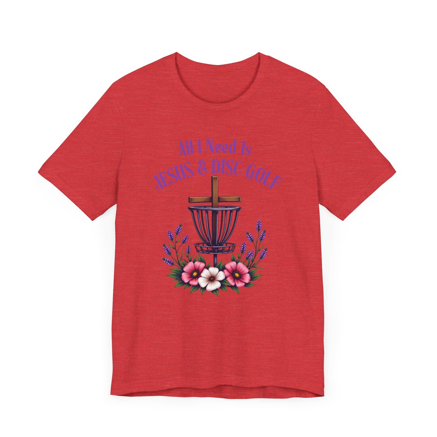 All I Need Is Jesus & Disc Golf Softstyle Unisex T-Shirt, JESUS and DISC GOLF, Purple