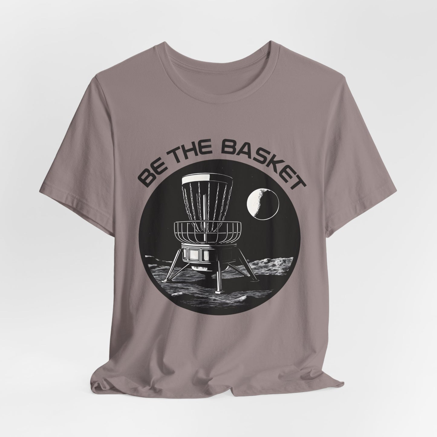 BE THE BASKET Disc Golf Moon Black and White, Unisex T-Shirt, Disc Golf Shirt