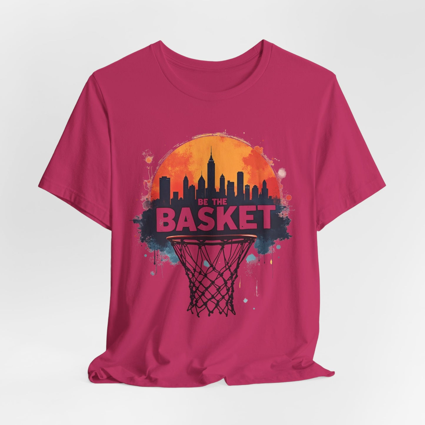 BE THE BASKET Basketball Skyline Sunset 1, Basketball Unisex T-Shirt