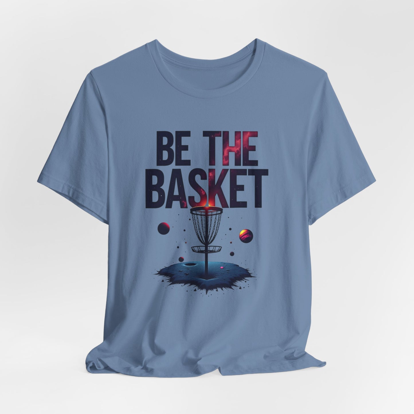 BE THE BASKET Disc Golf Space Design 3, Unisex T-Shirt, Disc Golf Shirt