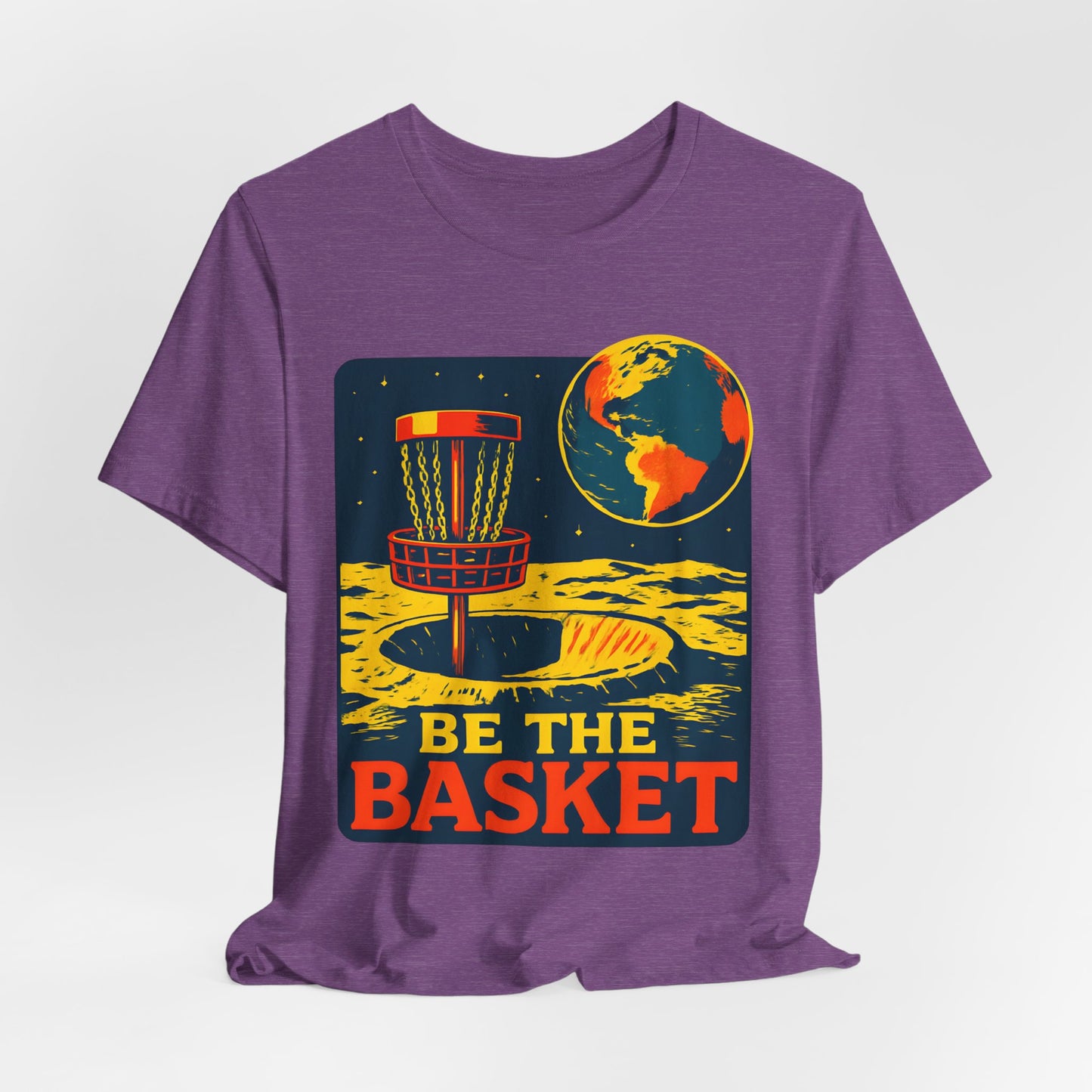 BE THE BASKET Disc Golf Moon Color 2, Unisex T-Shirt, Disc Golf Shirt
