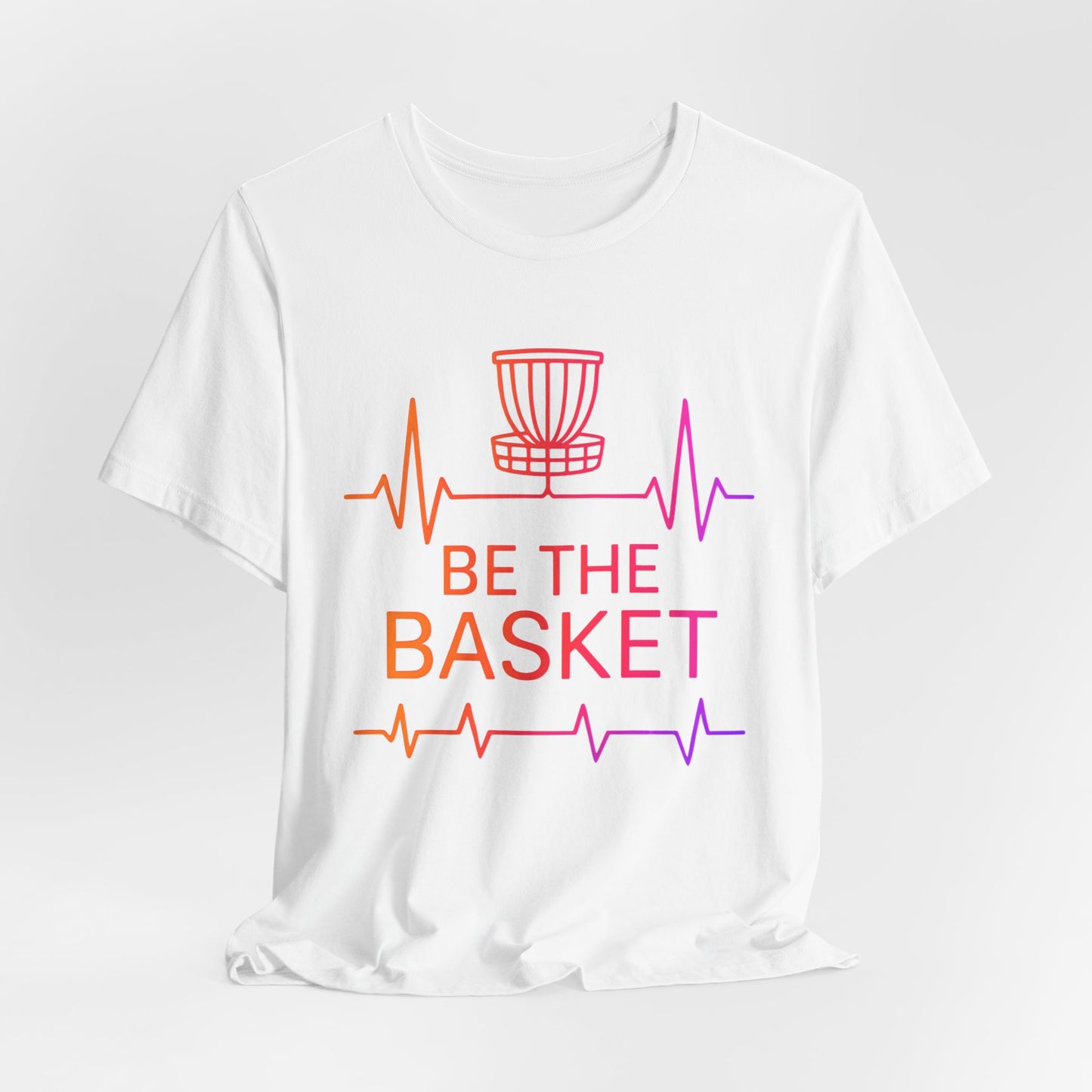 BE THE BASKET Disc Golf Heartbeat OrangeRed , Unisex T-Shirt, Disc Golf Shirt