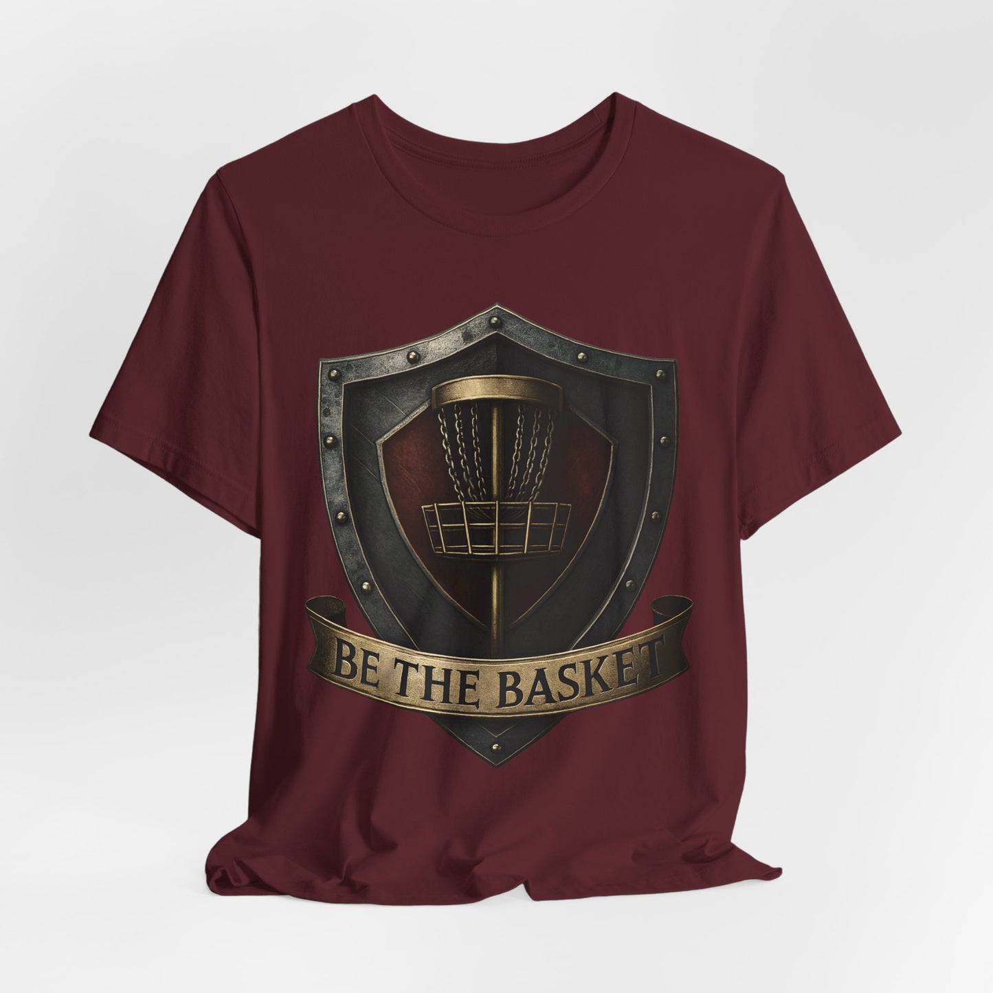 BE THE BASKET Disc Golf Shield 2, Unisex T-Shirt, Disc Golf Shirt