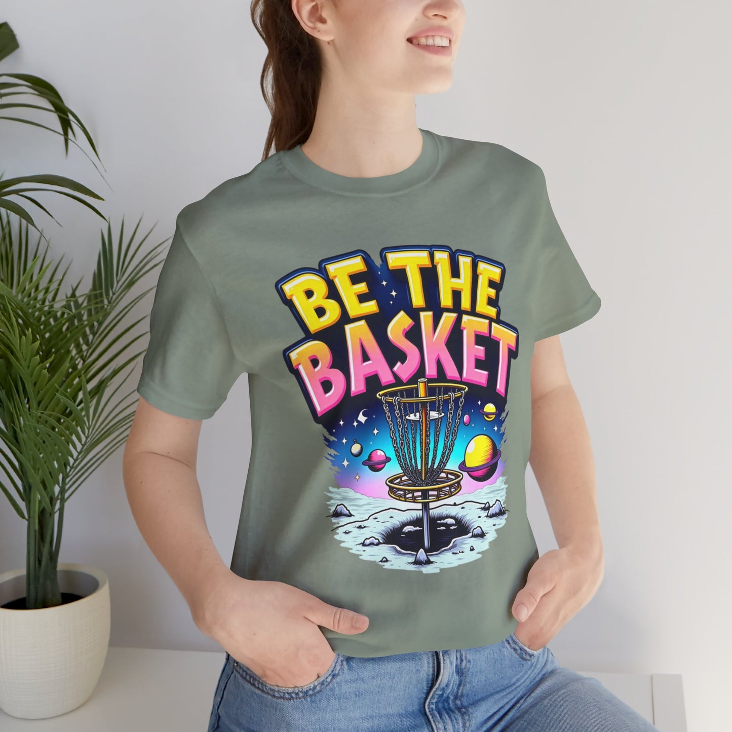 BE THE BASKET Disc Golf Space Design 2, Unisex T-Shirt, Disc Golf Shirt