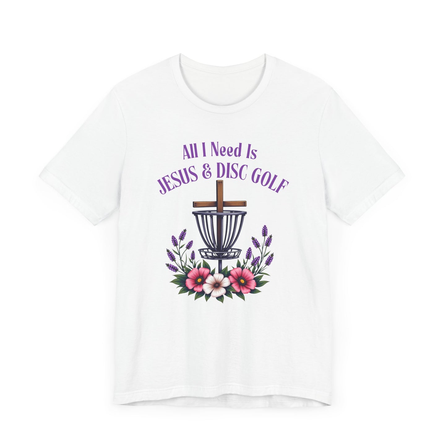 All I Need Is Jesus & Disc Golf Softstyle Unisex T-Shirt, JESUS and DISC GOLF, Purple