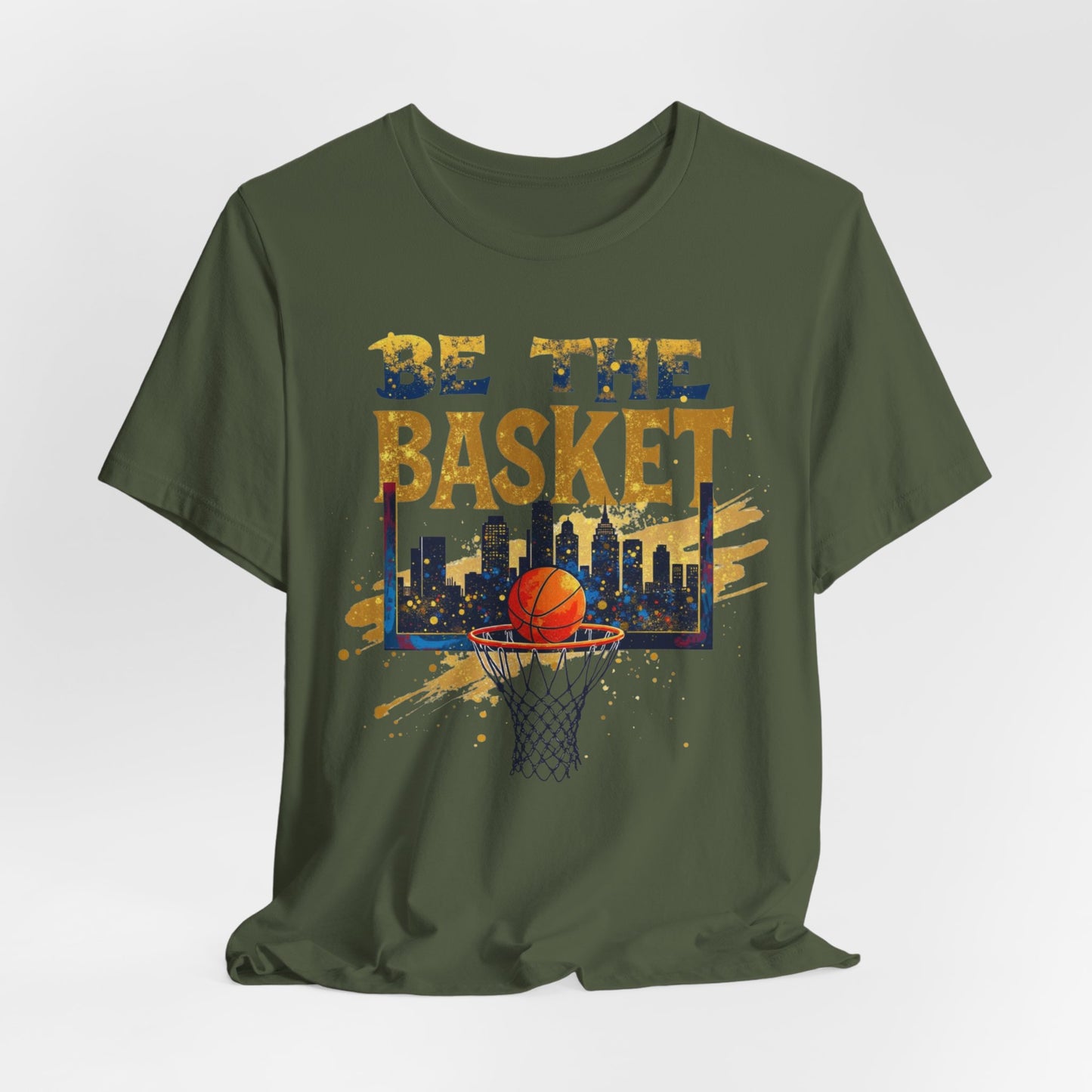 BE THE BASKET Basketball Skyline Backboard Gold, Basketball Unisex T-Shirt