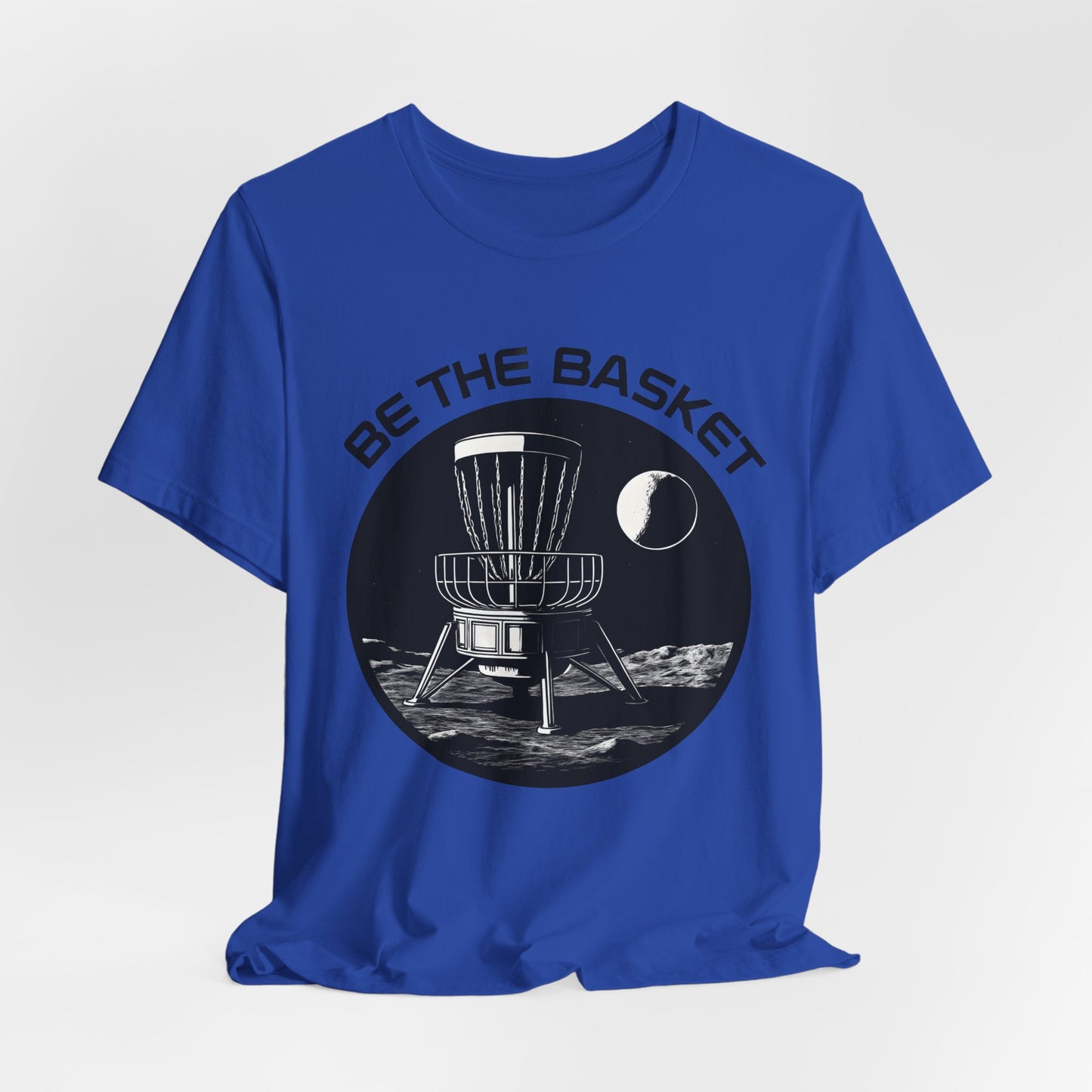 BE THE BASKET Disc Golf Moon Black and White, Unisex T-Shirt, Disc Golf Shirt