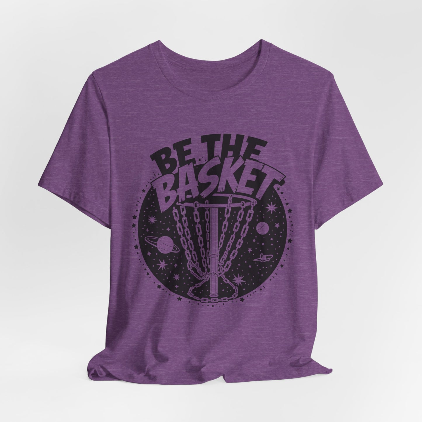 BE THE BASKET Disc Golf Space Black White 1 , Unisex T-Shirt, Disc Golf Shirt