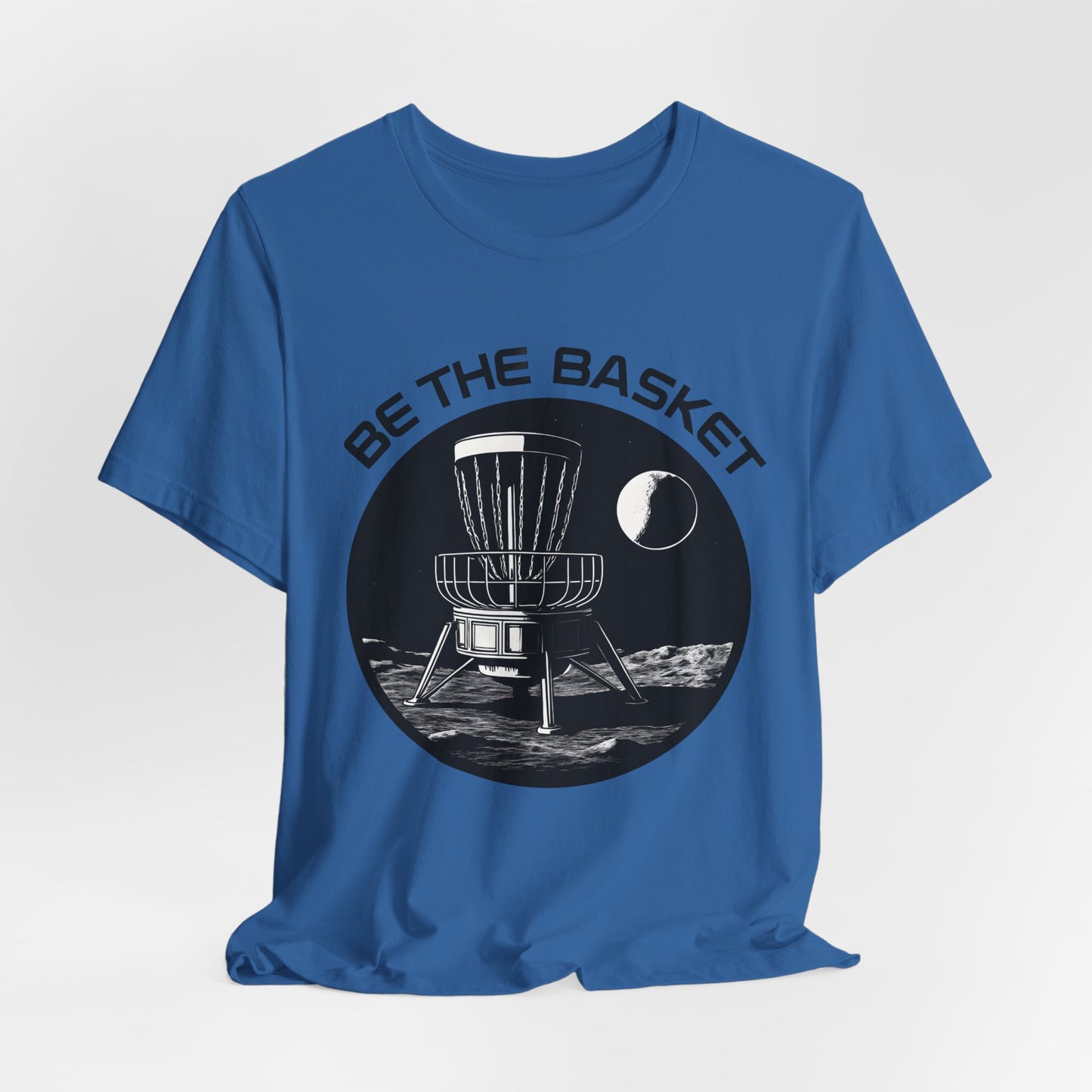 BE THE BASKET Disc Golf Moon Black and White, Unisex T-Shirt, Disc Golf Shirt
