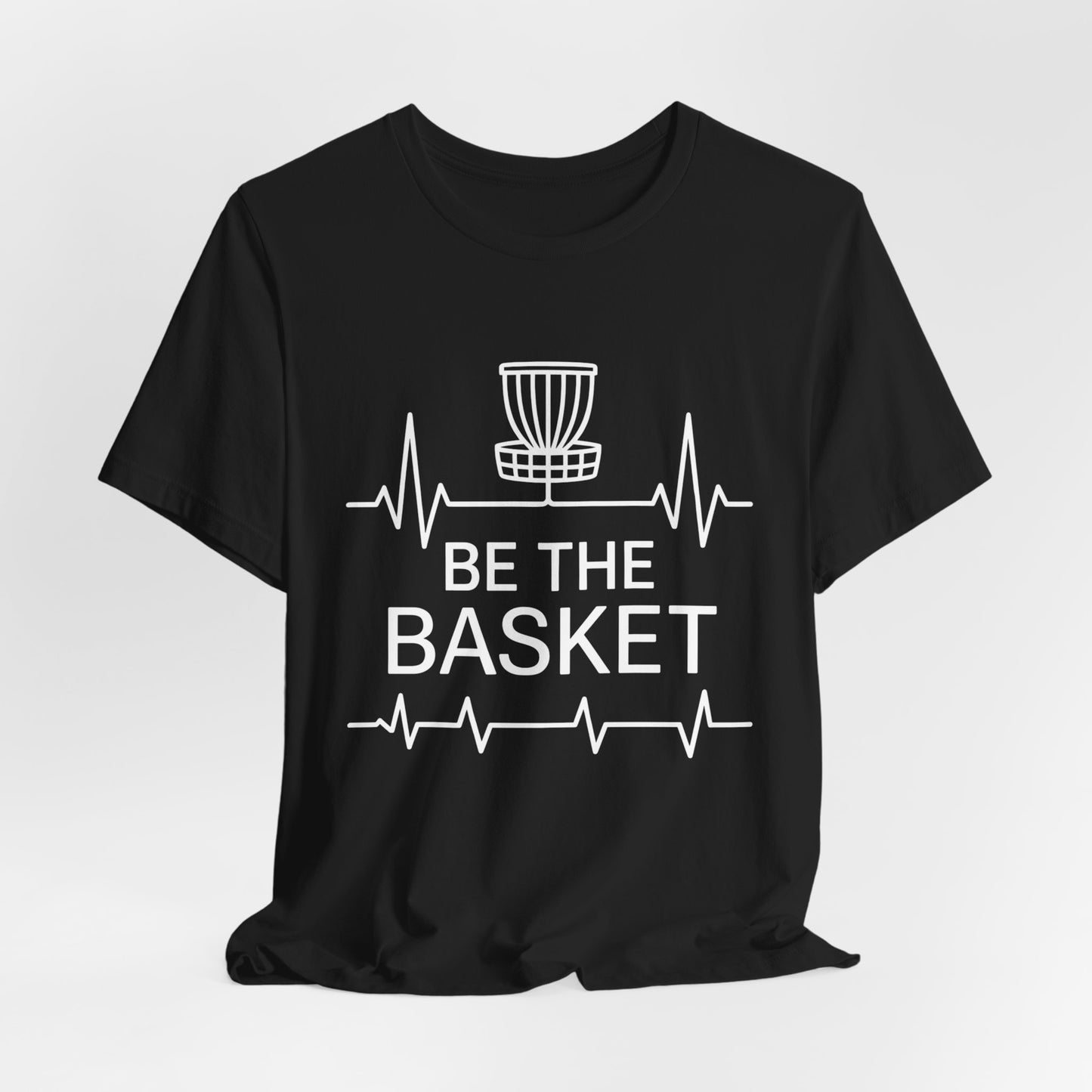 BE THE BASKET Disc Golf Heartbeat White , Unisex T-Shirt, Disc Golf Shirt