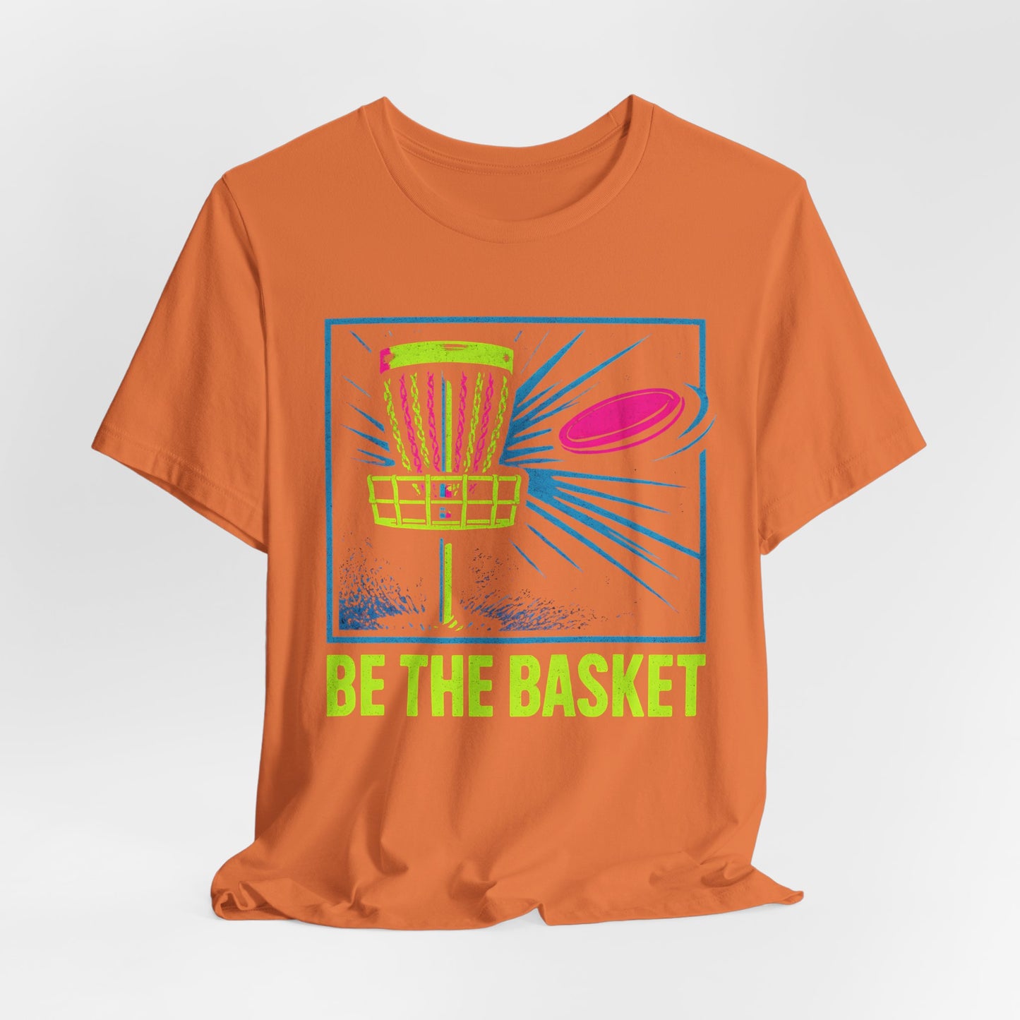 BE THE BASKET Disc Golf Basket Colorful Distressed 3, Unisex T-Shirt, Disc Golf Shirt
