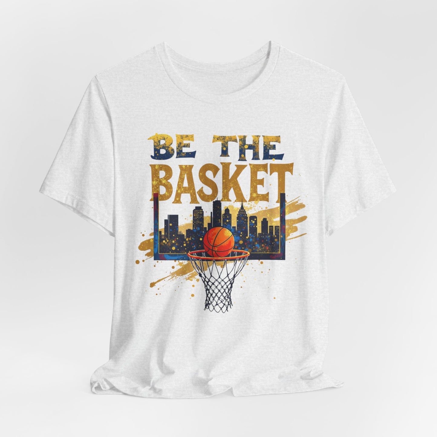 BE THE BASKET Basketball Skyline Backboard Gold, Basketball Unisex T-Shirt