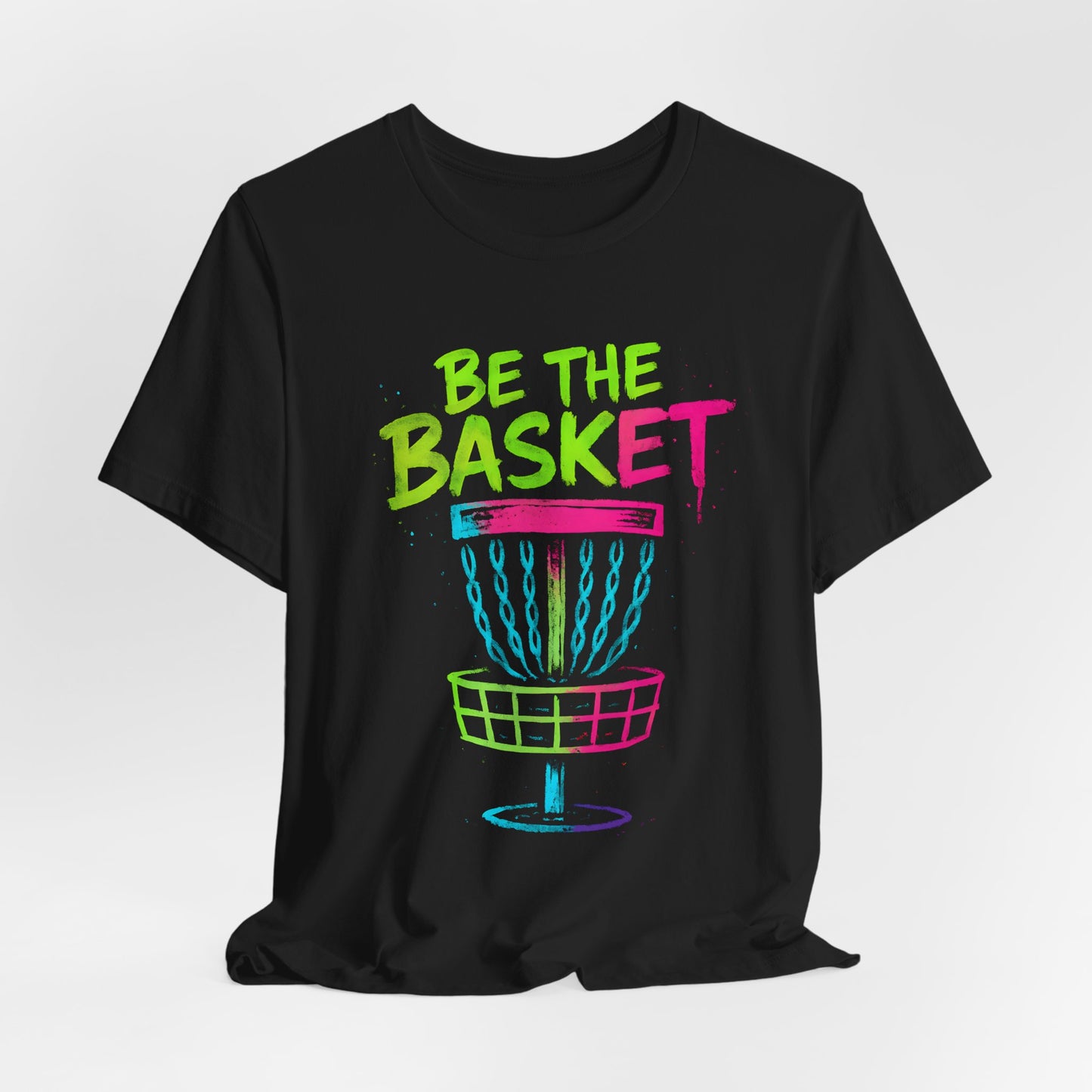 BE THE BASKET Disc Golf Basket Colorful Distressed 2, Unisex T-Shirt, Disc Golf Shirt