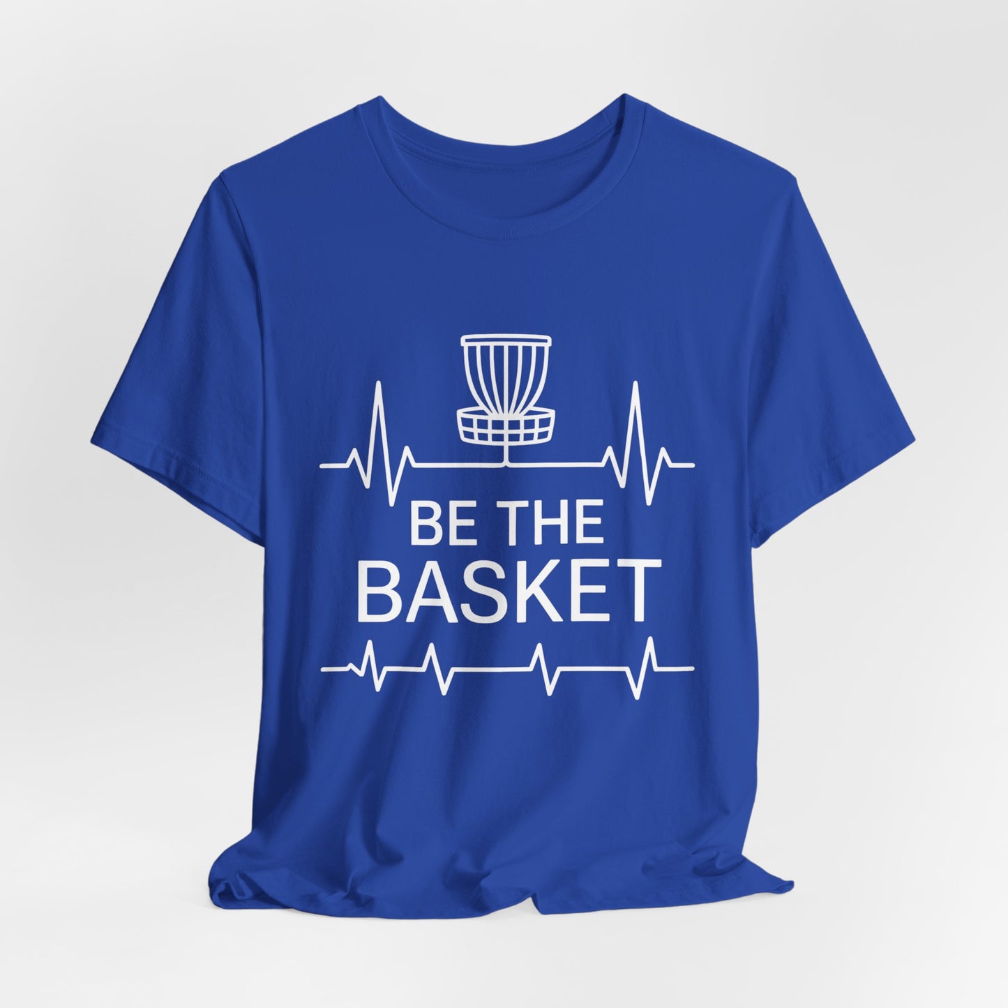 BE THE BASKET Disc Golf Heartbeat White , Unisex T-Shirt, Disc Golf Shirt