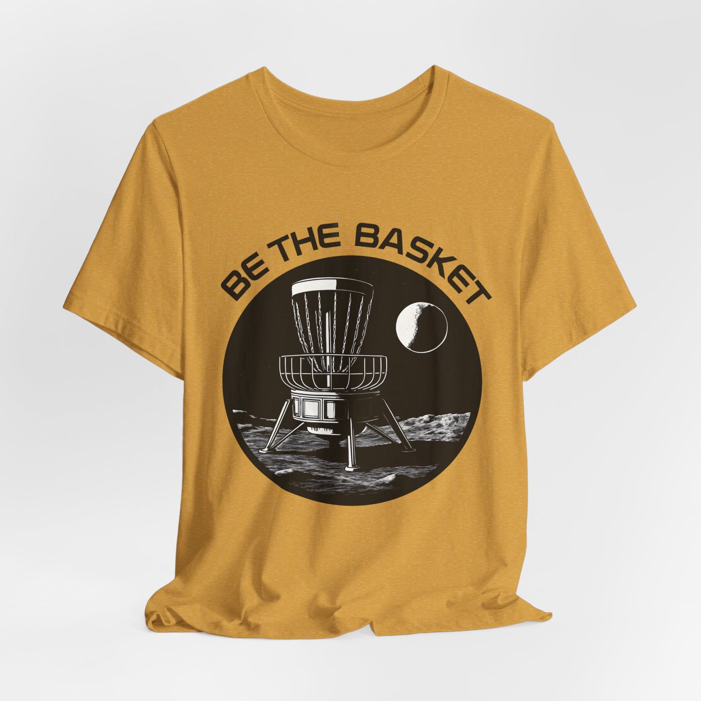 BE THE BASKET Disc Golf Moon Black and White, Unisex T-Shirt, Disc Golf Shirt