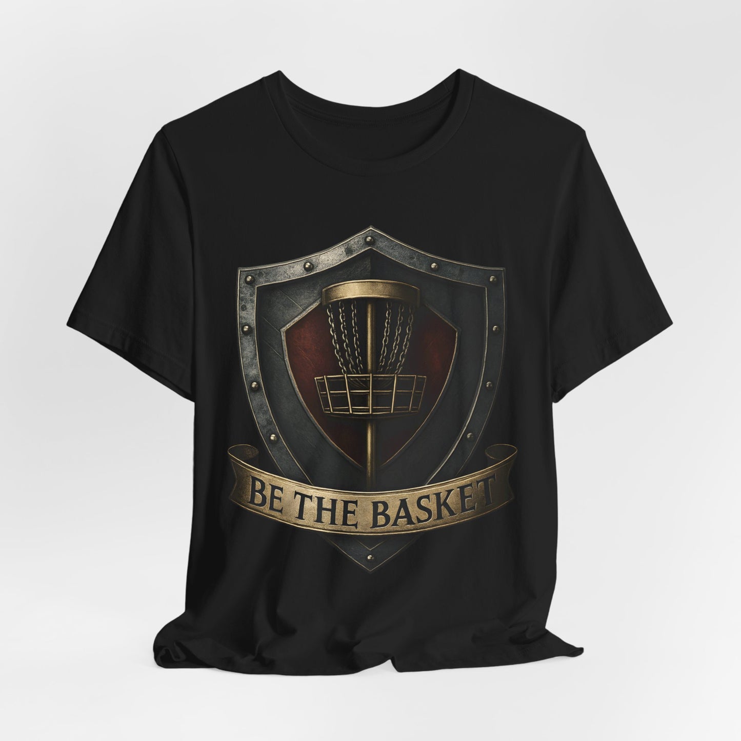 BE THE BASKET Disc Golf Shield 2, Unisex T-Shirt, Disc Golf Shirt