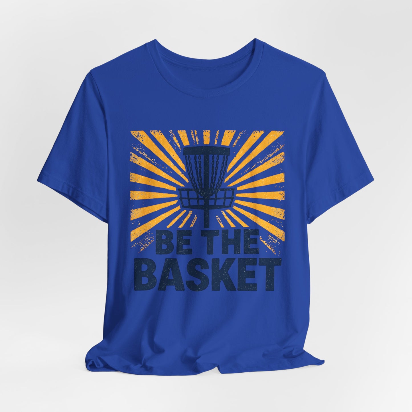 BE THE BASKET Disc Golf Blue Basket Distresses, Unisex T-Shirt, Disc Golf Shirt