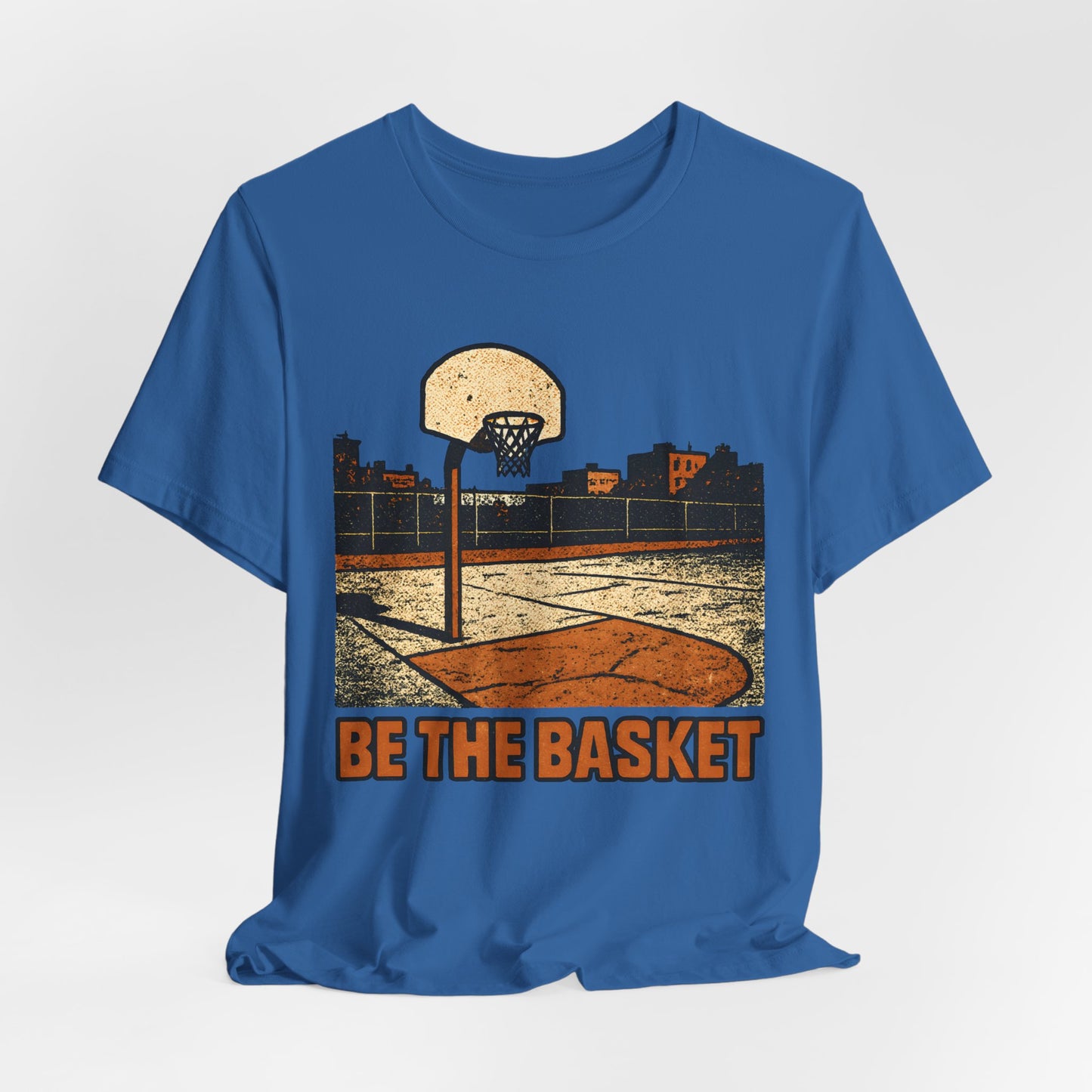 BE THE BASKET Basketball Goal City Distressed Orange 2, Unisex T-Shirt, Disc Golf Shirt