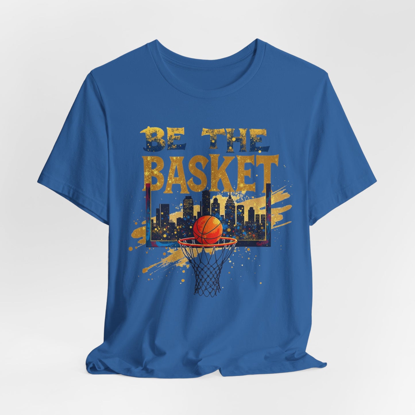 BE THE BASKET Basketball Skyline Backboard Gold, Basketball Unisex T-Shirt