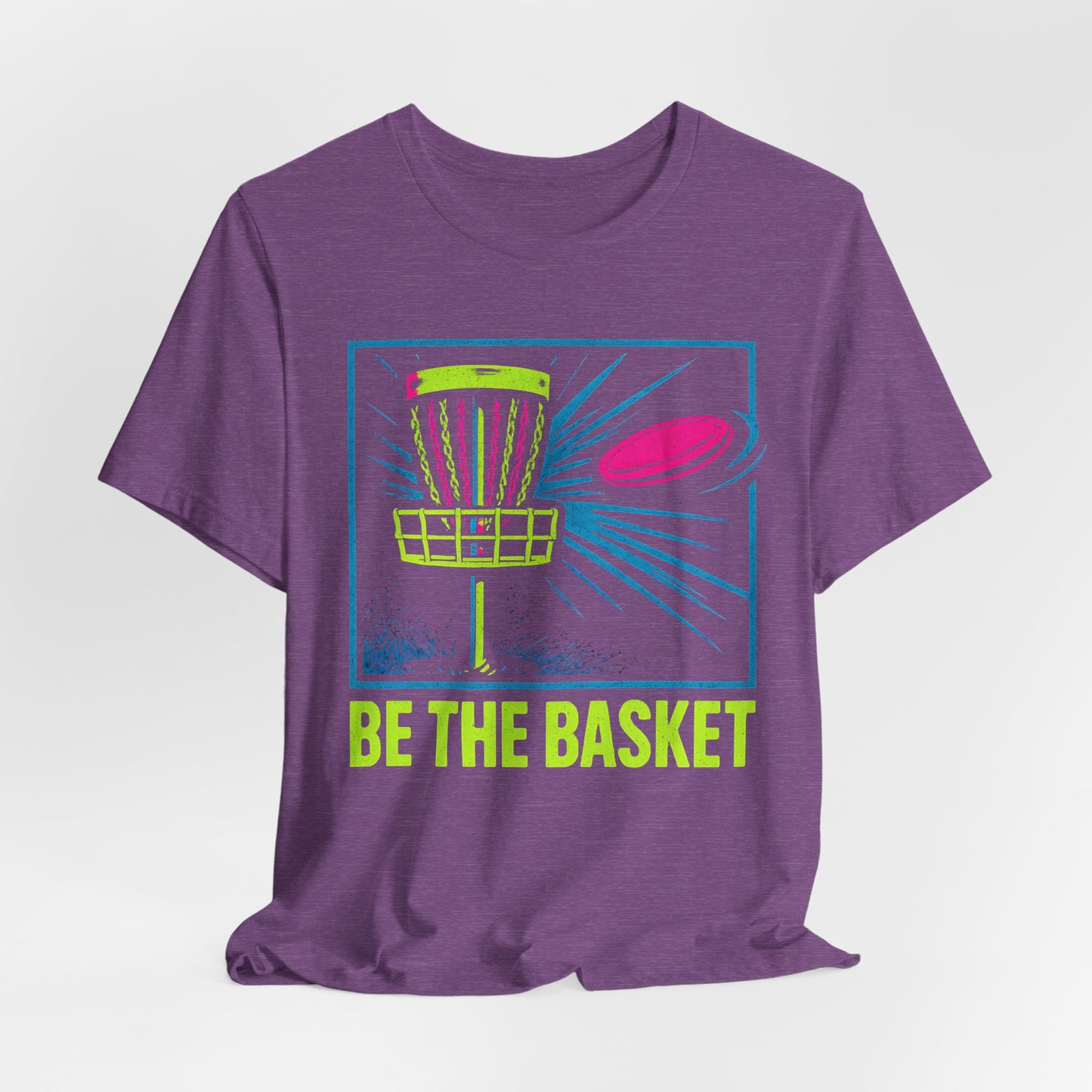 BE THE BASKET Disc Golf Basket Colorful Distressed 3, Unisex T-Shirt, Disc Golf Shirt