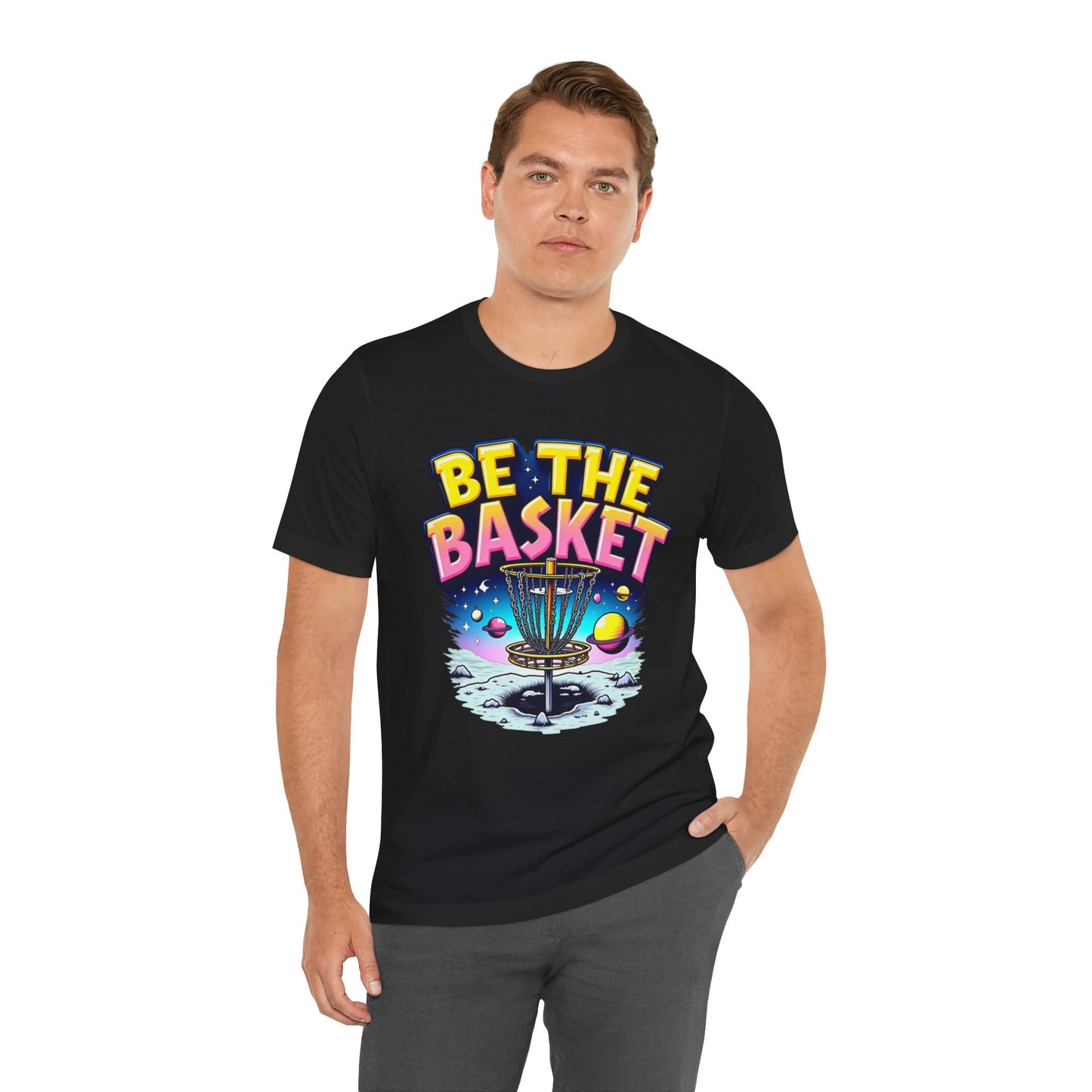 BE THE BASKET Disc Golf Space Design 2, Unisex T-Shirt, Disc Golf Shirt