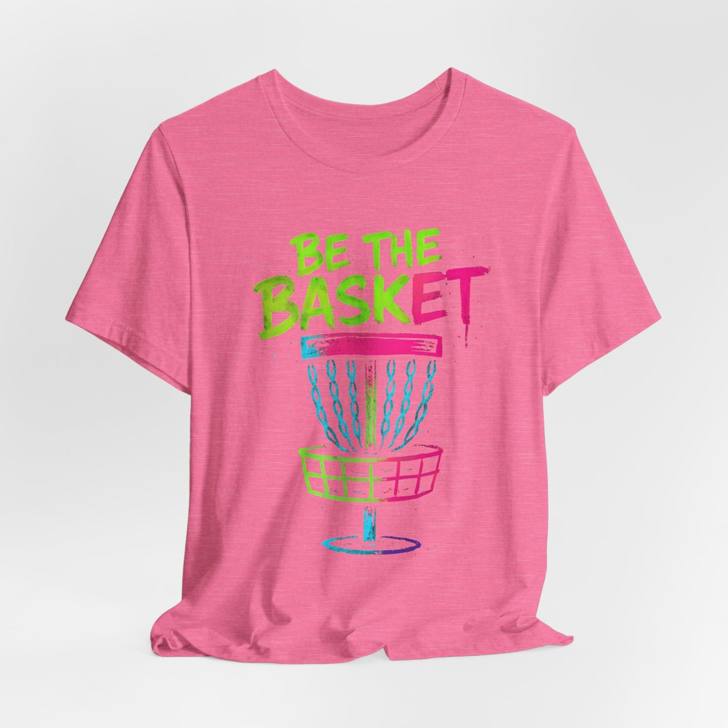 BE THE BASKET Disc Golf Basket Colorful Distressed 2, Unisex T-Shirt, Disc Golf Shirt