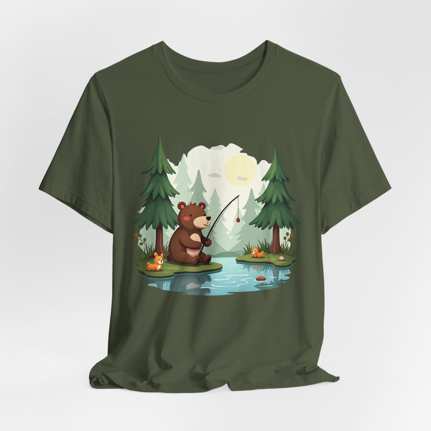 Cute Bear Fishing Unisex T-Shirt