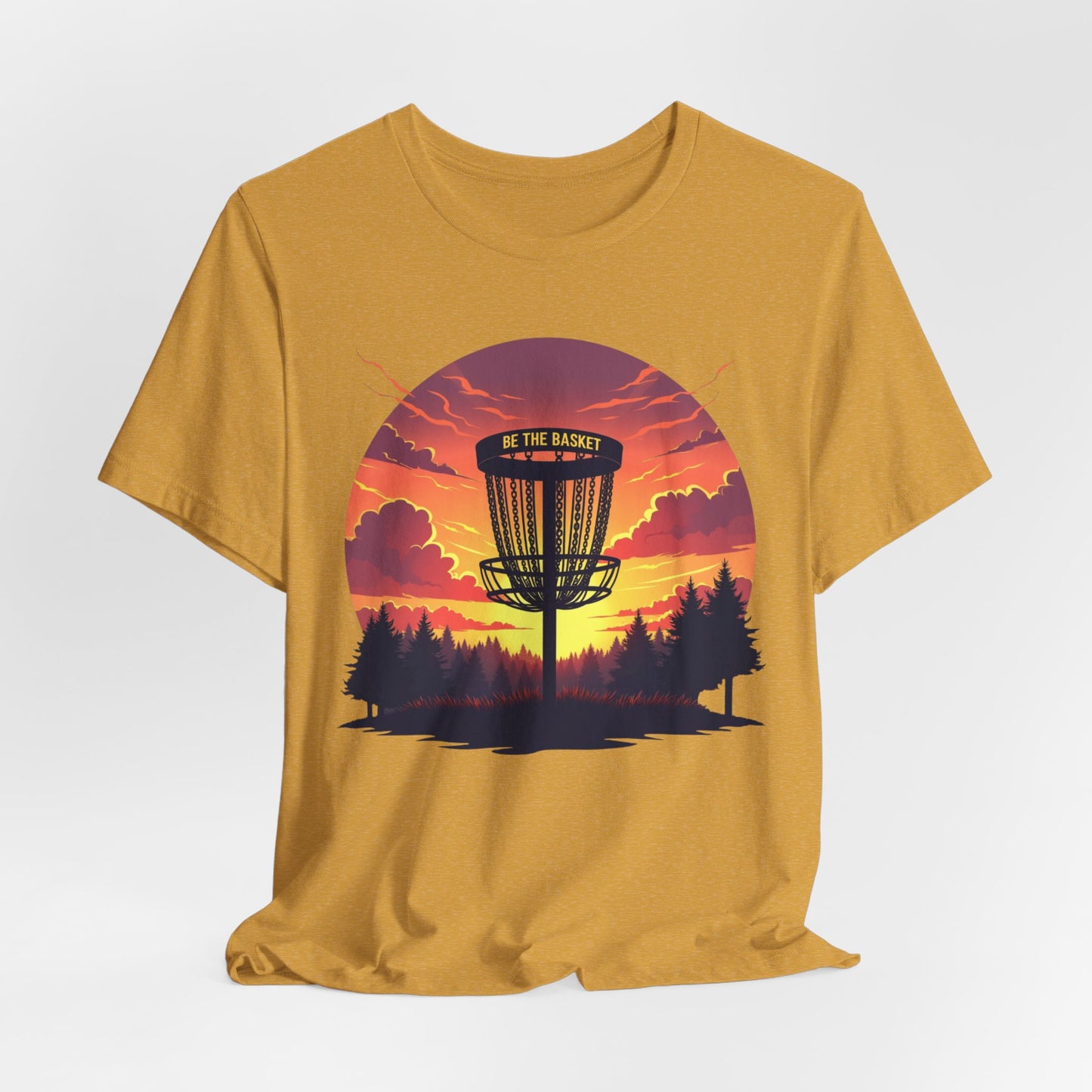 BE THE BASKET Disc Golf Sunset 2 Design, Unisex T-Shirt, Disc Golf Shirt