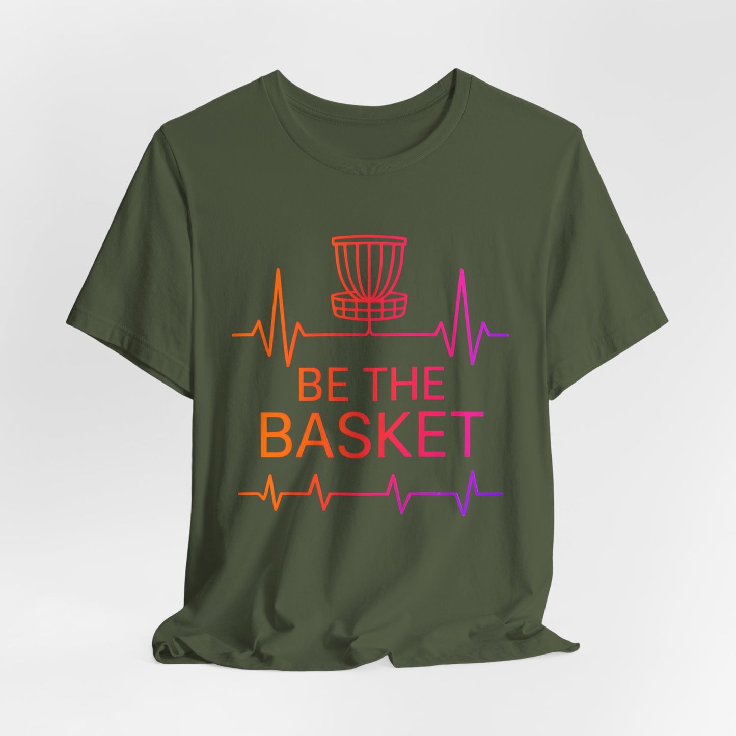 BE THE BASKET Disc Golf Heartbeat OrangeRed , Unisex T-Shirt, Disc Golf Shirt