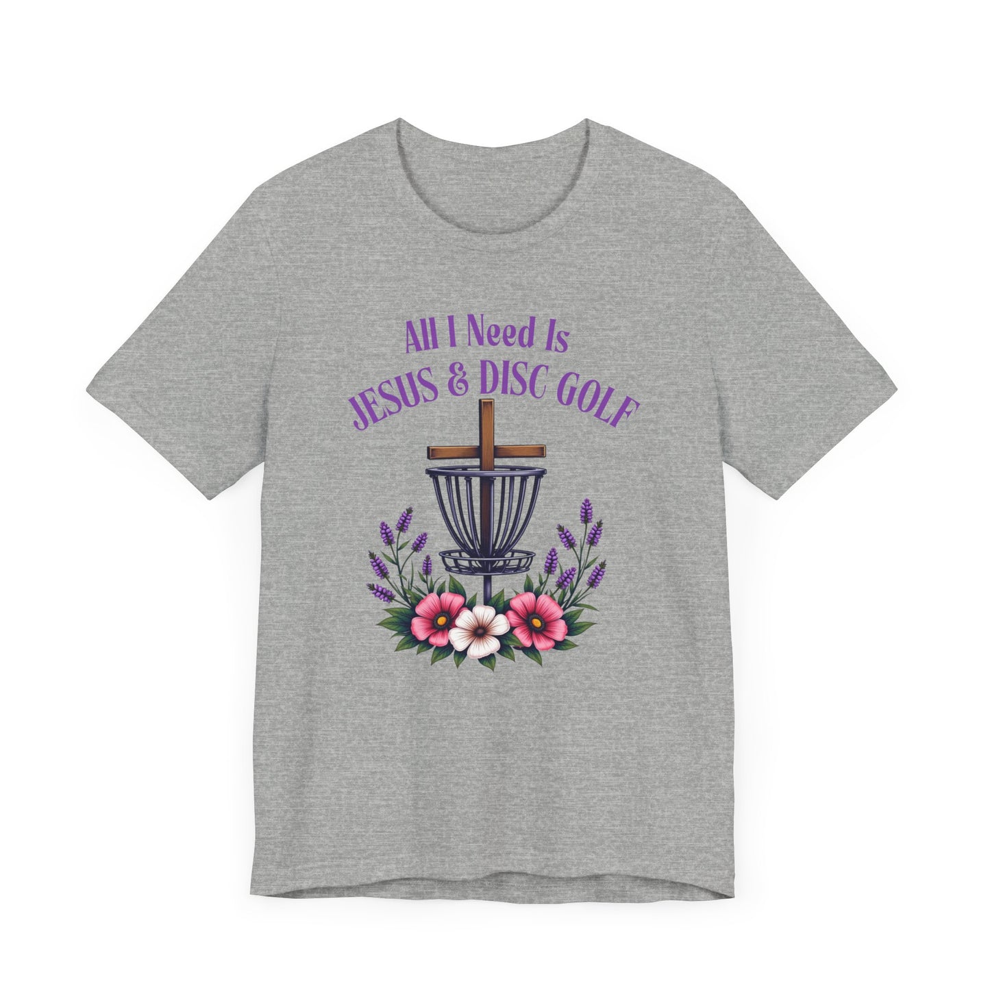 All I Need Is Jesus & Disc Golf Softstyle Unisex T-Shirt, JESUS and DISC GOLF, Purple