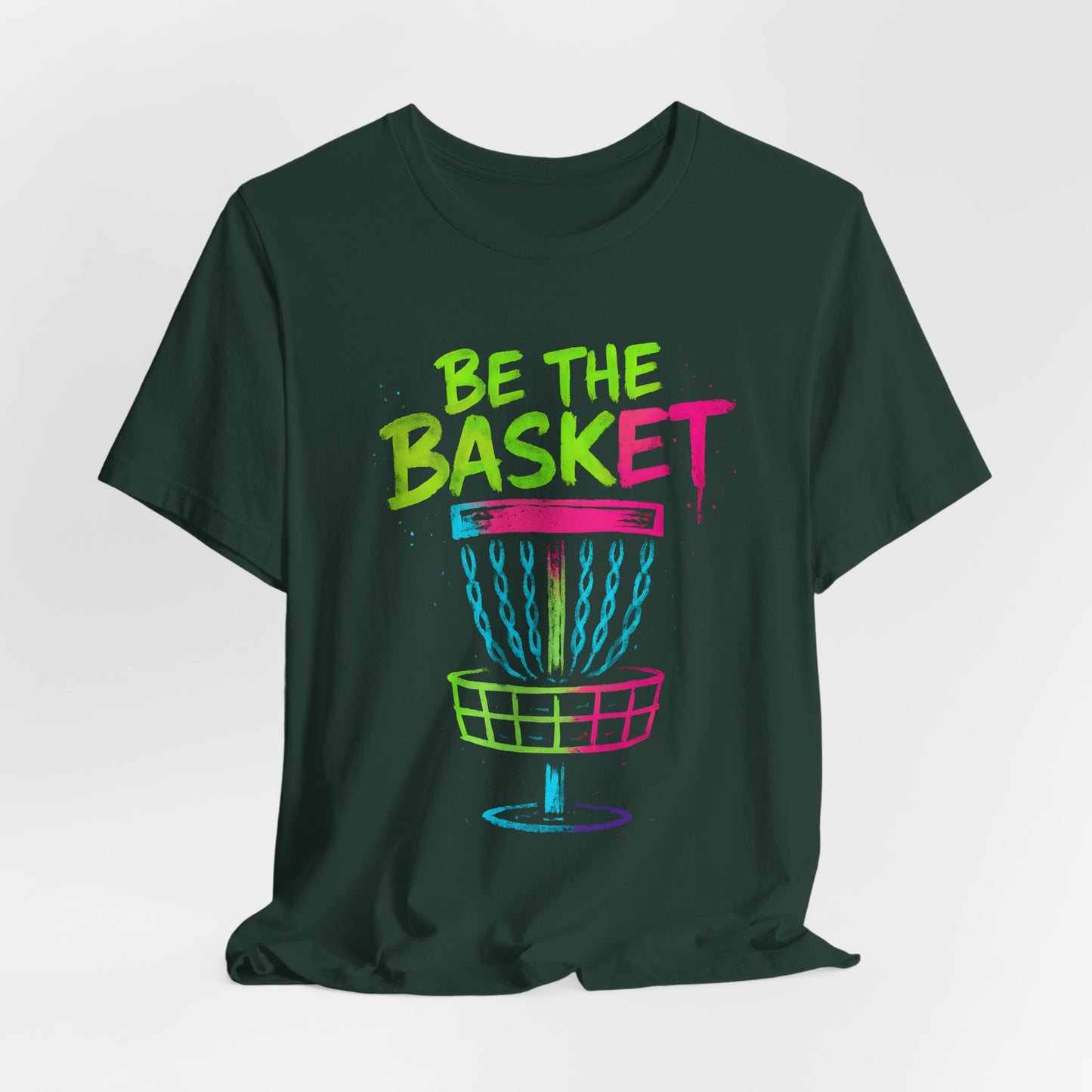BE THE BASKET Disc Golf Basket Colorful Distressed 2, Unisex T-Shirt, Disc Golf Shirt
