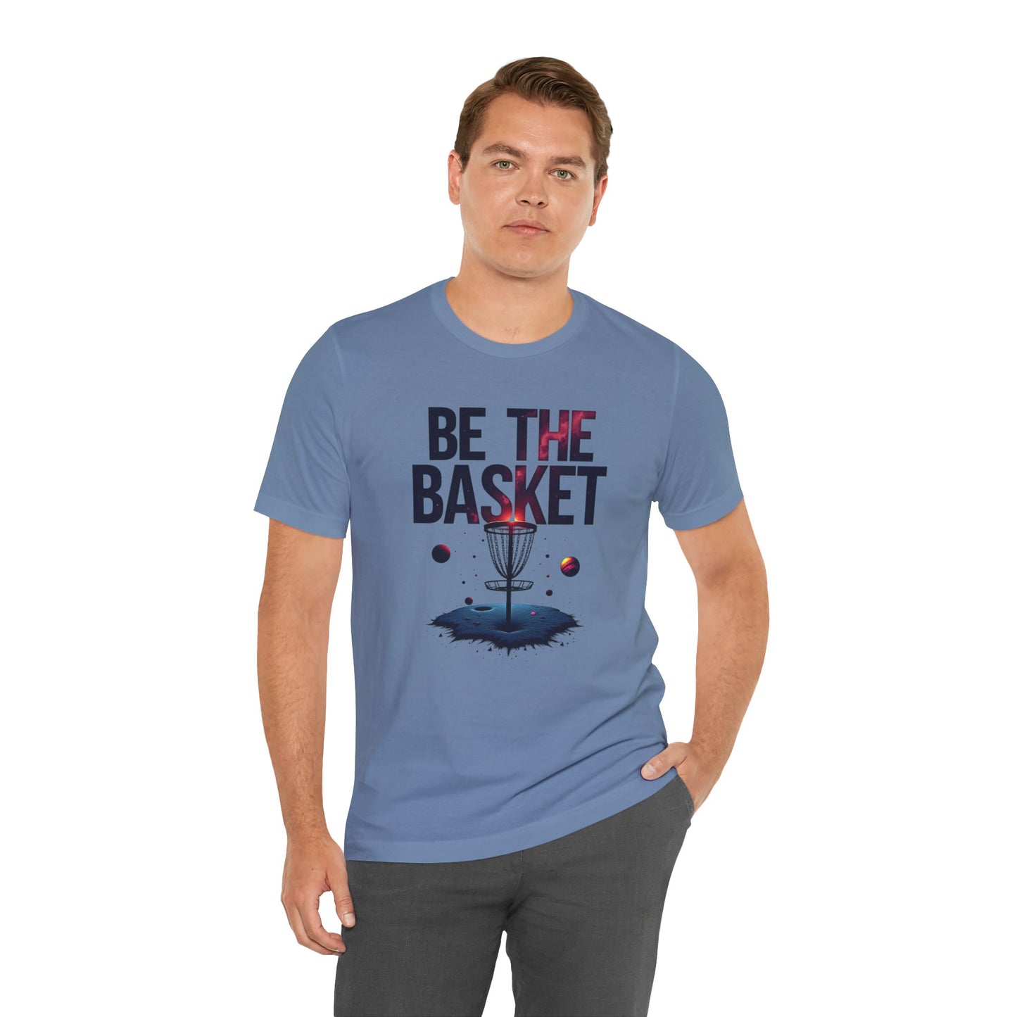 BE THE BASKET Disc Golf Space Design 3, Unisex T-Shirt, Disc Golf Shirt
