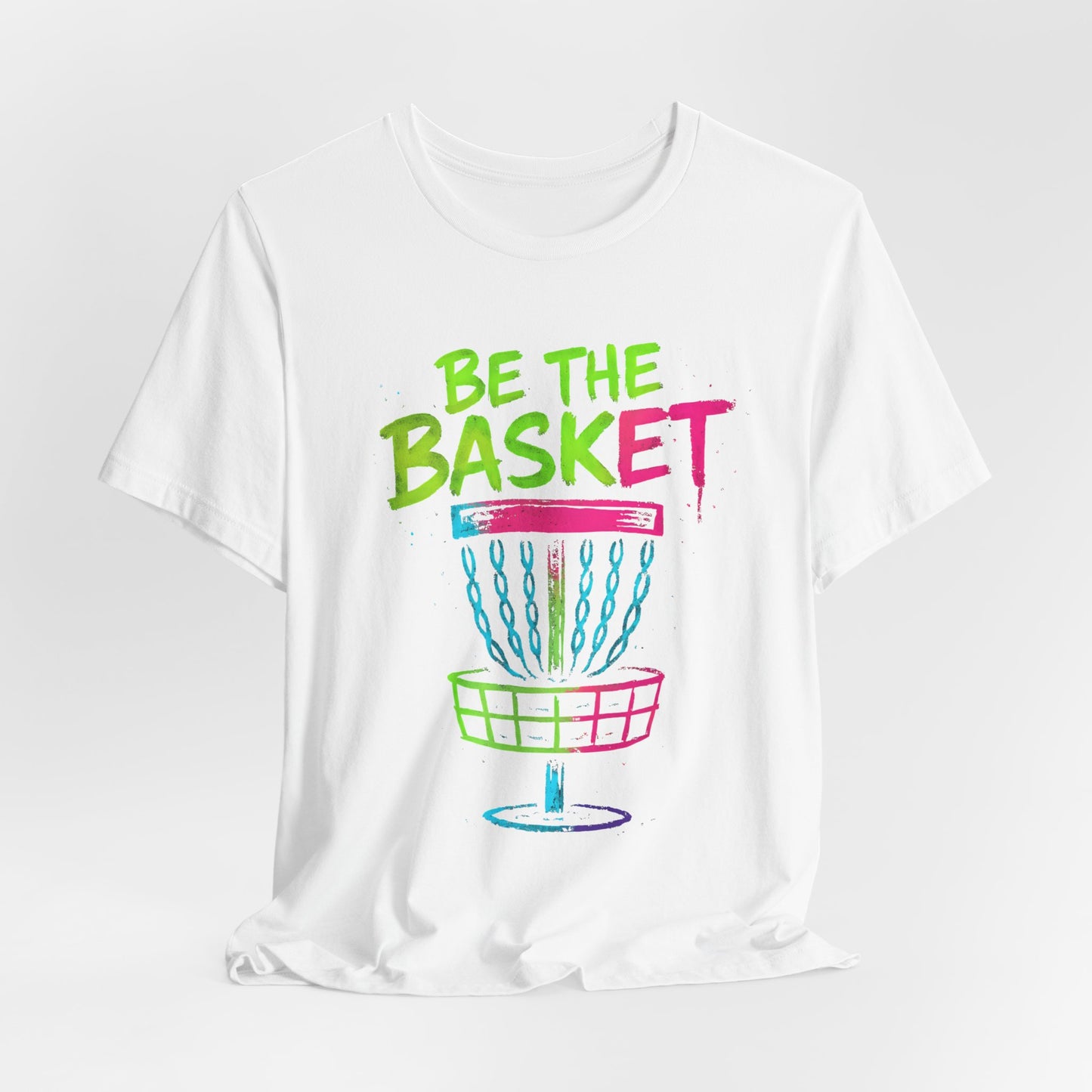 BE THE BASKET Disc Golf Basket Colorful Distressed 2, Unisex T-Shirt, Disc Golf Shirt