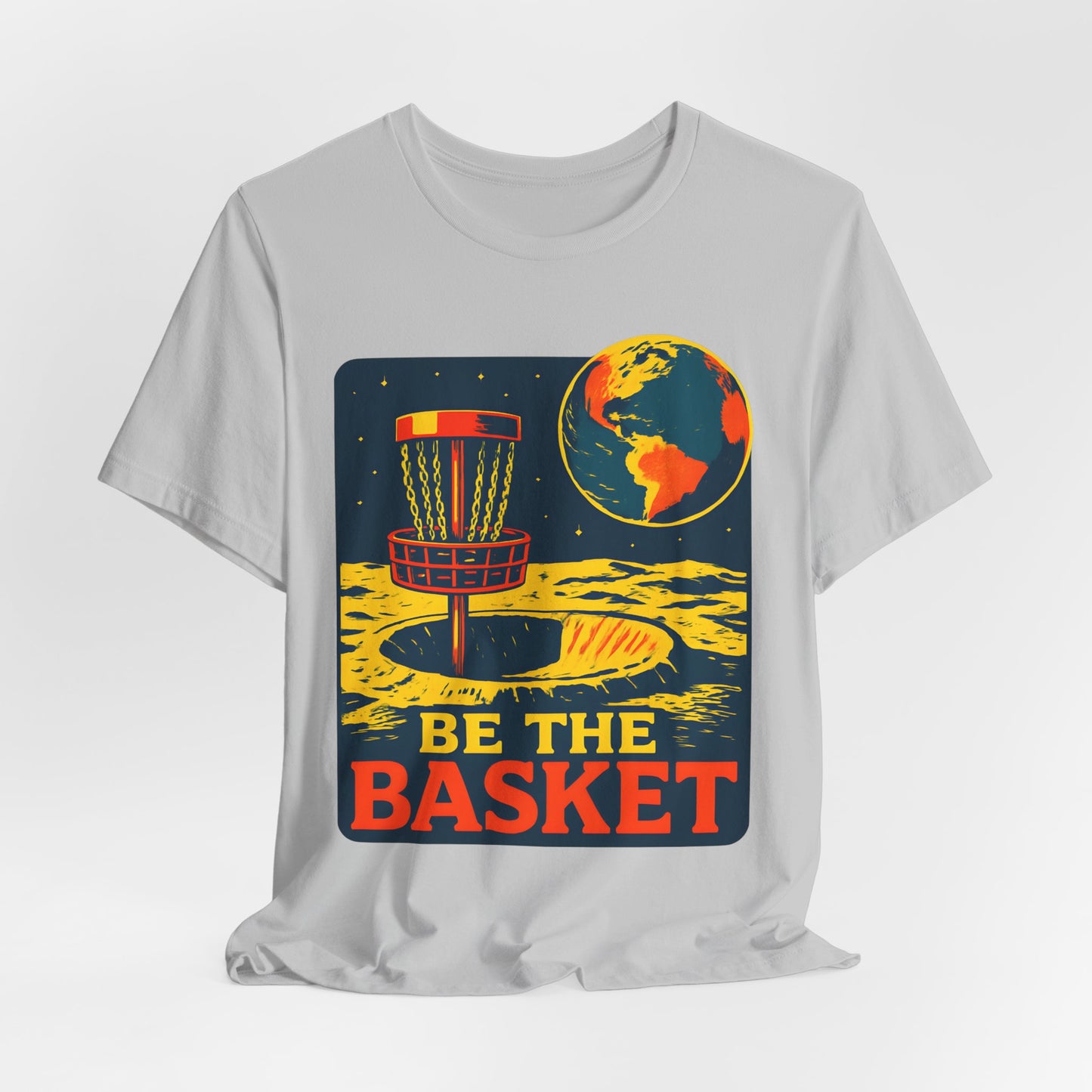 BE THE BASKET Disc Golf Moon Color 2, Unisex T-Shirt, Disc Golf Shirt