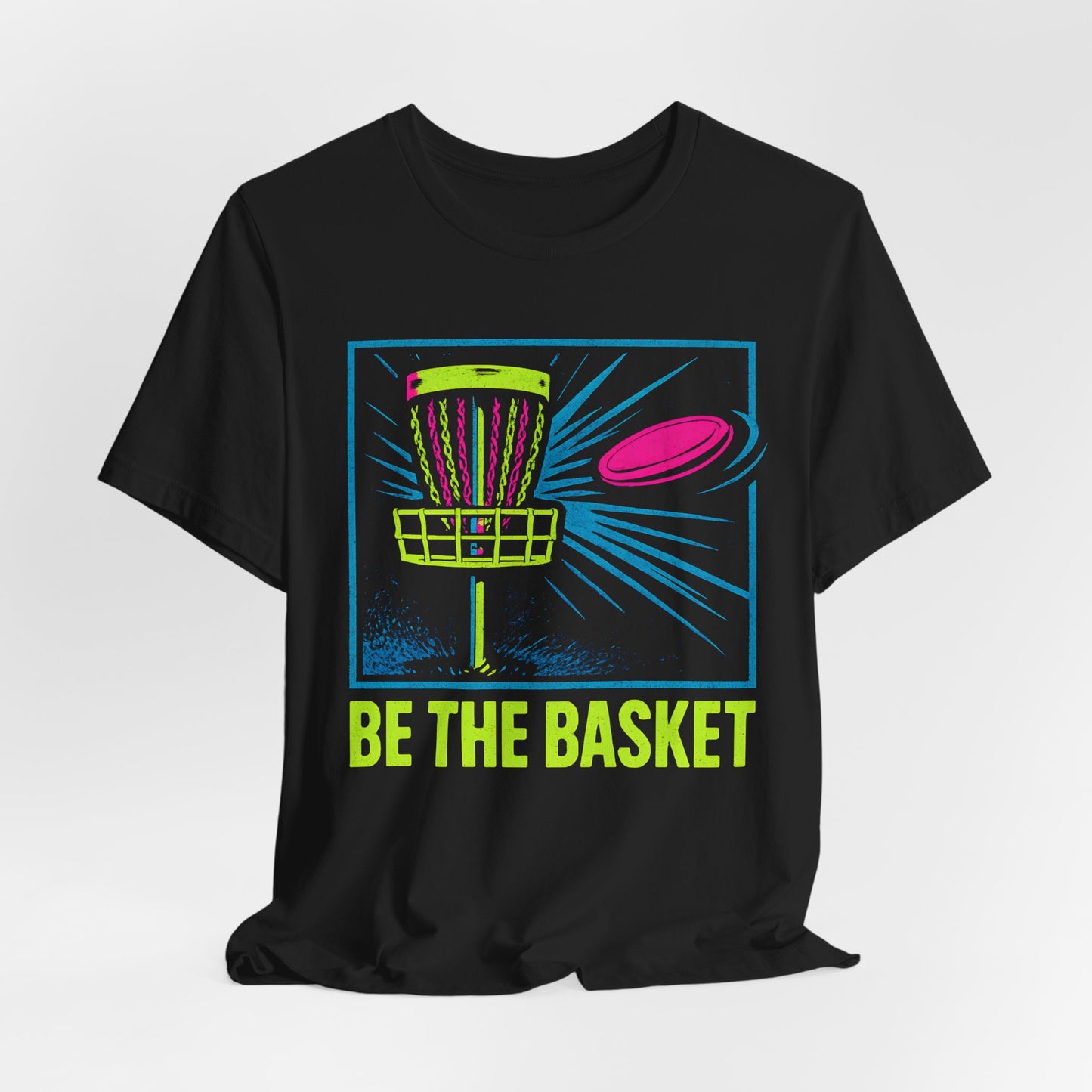 BE THE BASKET Disc Golf Basket Colorful Distressed 3, Unisex T-Shirt, Disc Golf Shirt