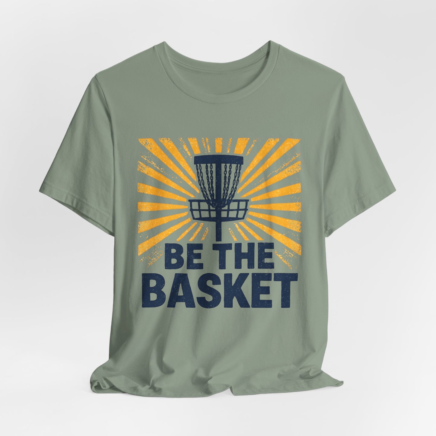 BE THE BASKET Disc Golf Blue Basket Distresses, Unisex T-Shirt, Disc Golf Shirt