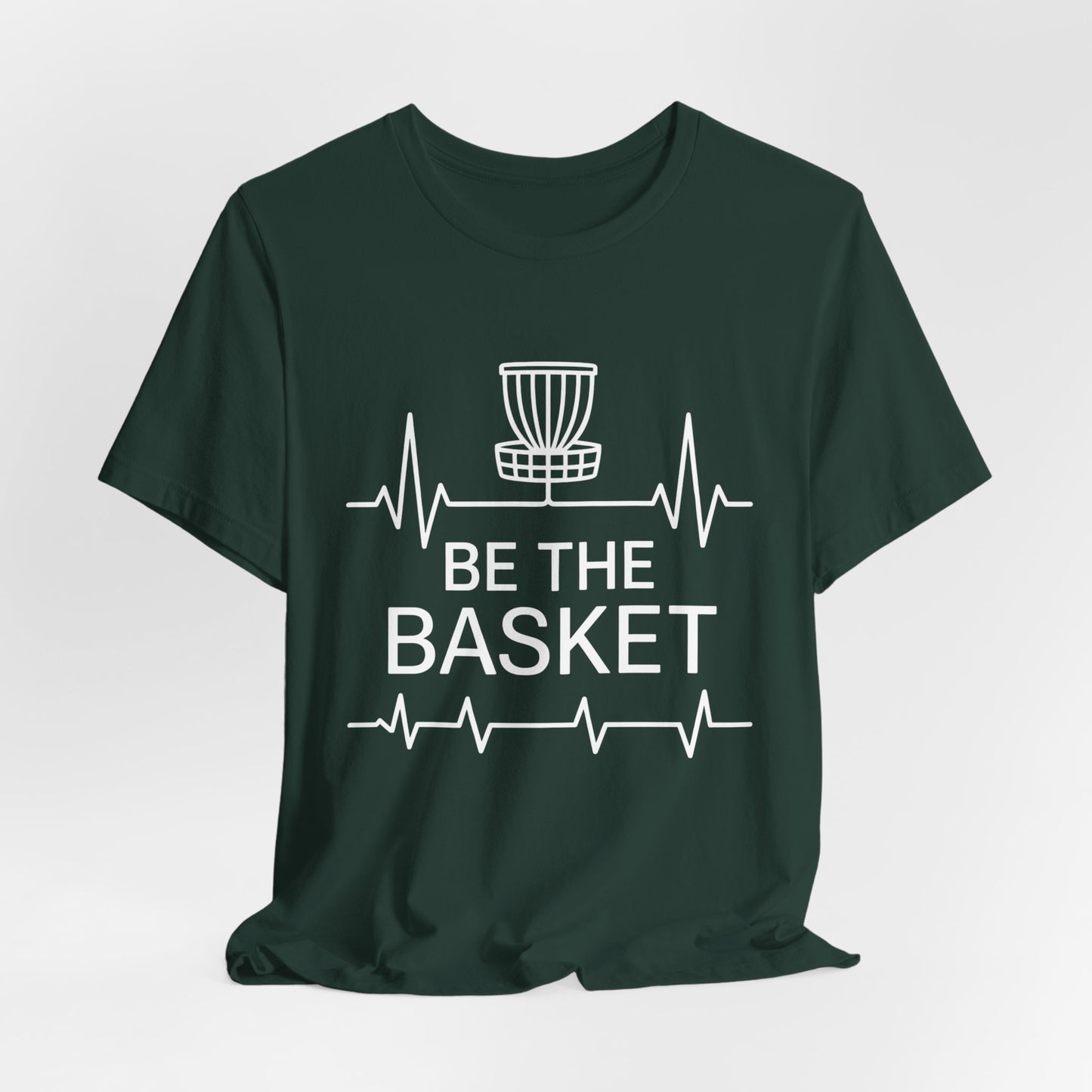 BE THE BASKET Disc Golf Heartbeat White , Unisex T-Shirt, Disc Golf Shirt