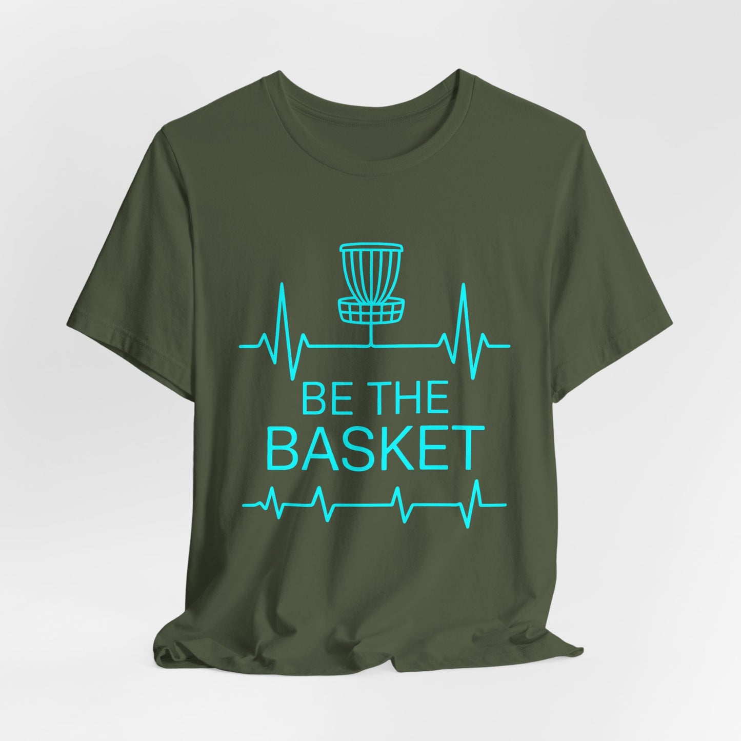 BE THE BASKET Disc Golf Heartbeat Blue , Unisex T-Shirt, Disc Golf Shirt