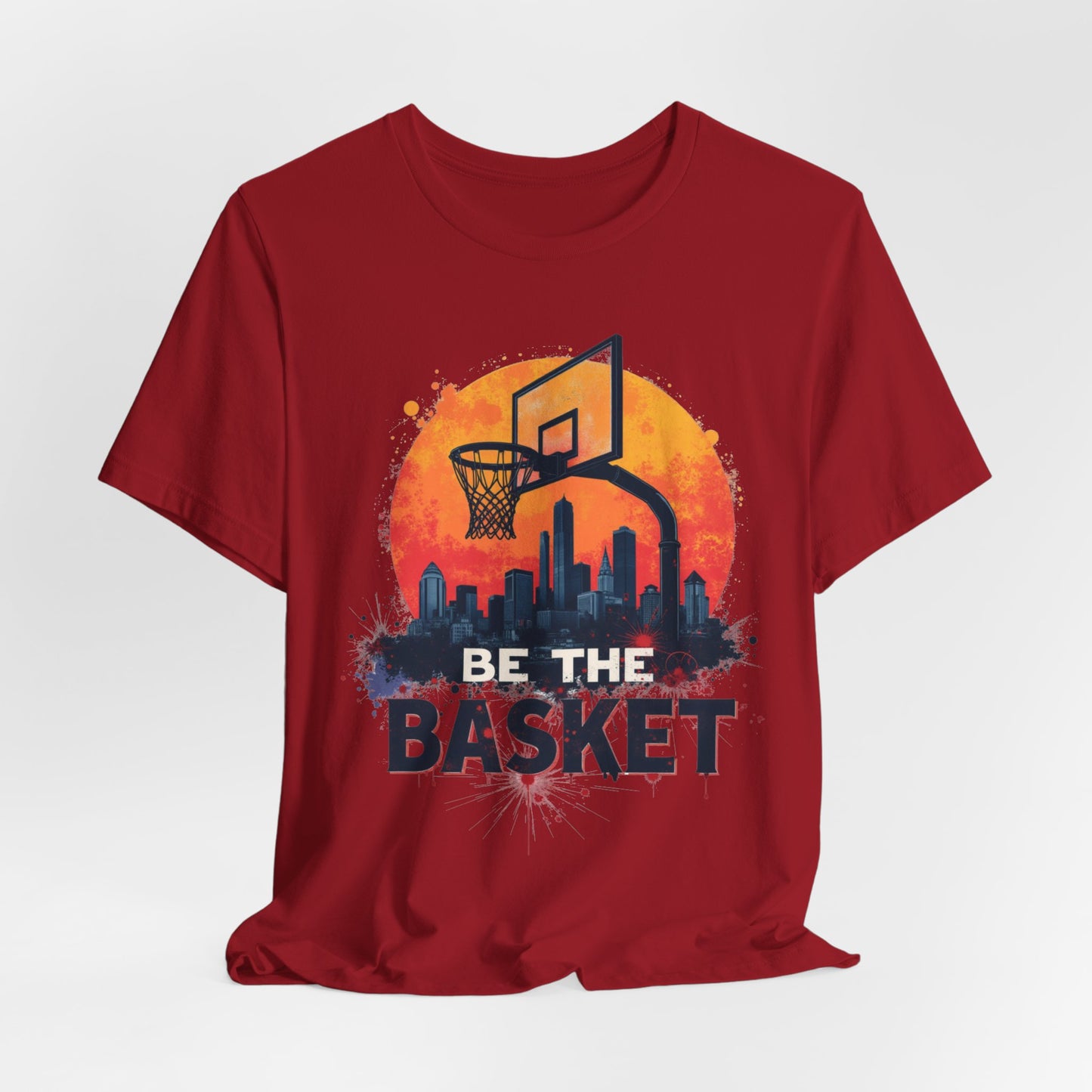 BE THE BASKET Basketball Skyline Sunset 3, Basketball Unisex T-Shirt