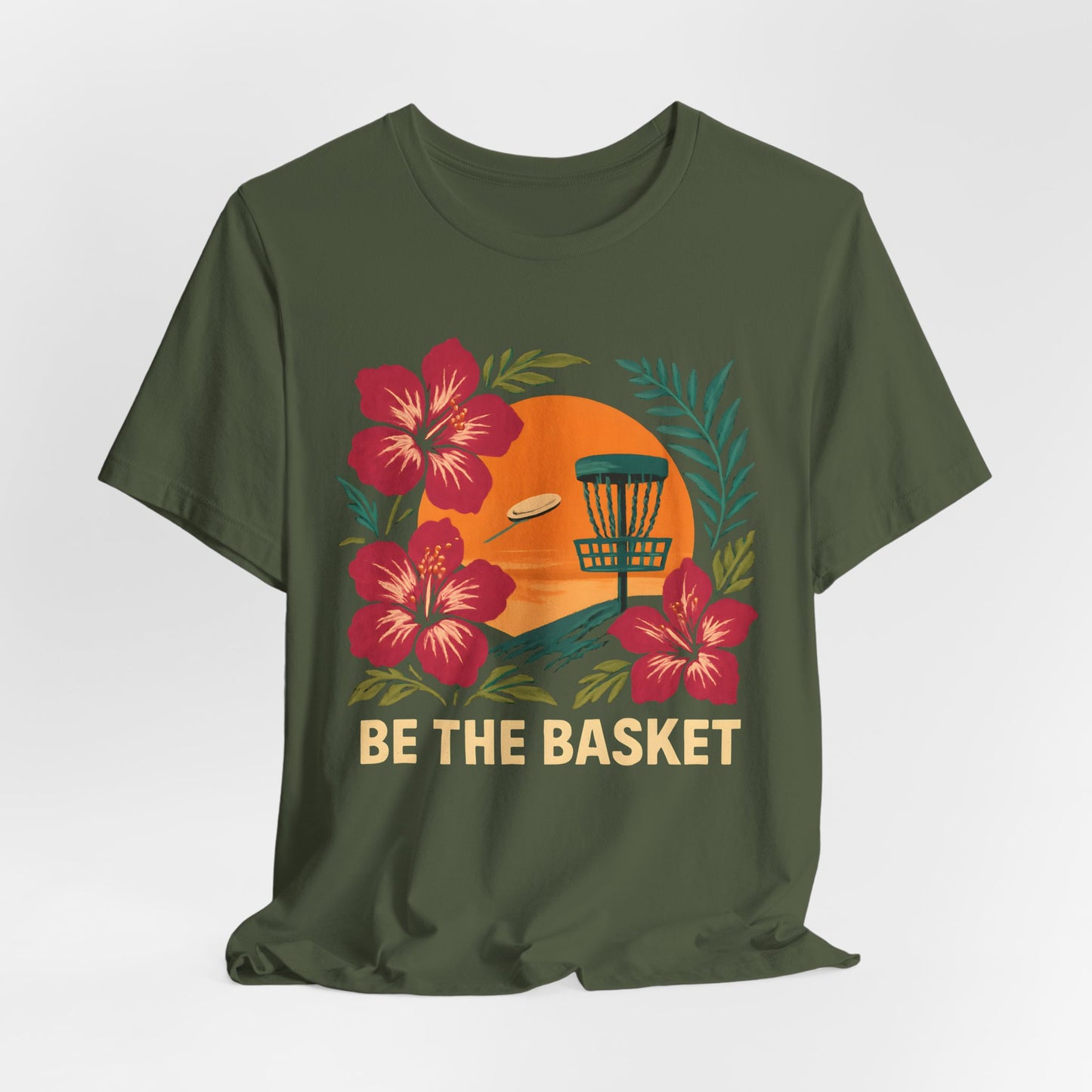 BE THE BASKET Disc Golf Basket Hawaiian 1, Unisex T-Shirt, Disc Golf Shirt