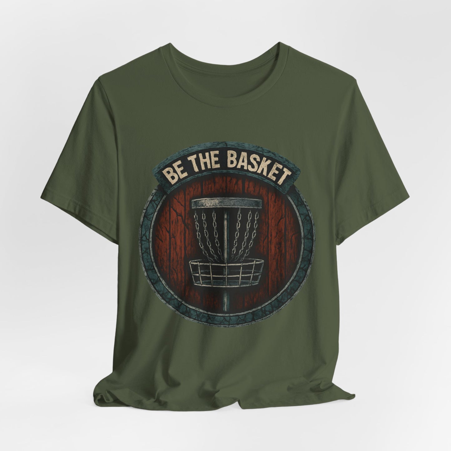 BE THE BASKET Disc Golf Shield 1, Unisex T-Shirt, Disc Golf Shirt