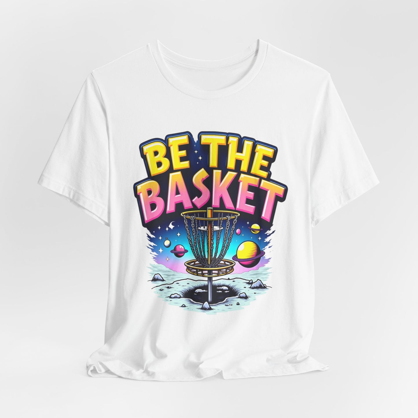 BE THE BASKET Disc Golf Space Design 2, Unisex T-Shirt, Disc Golf Shirt