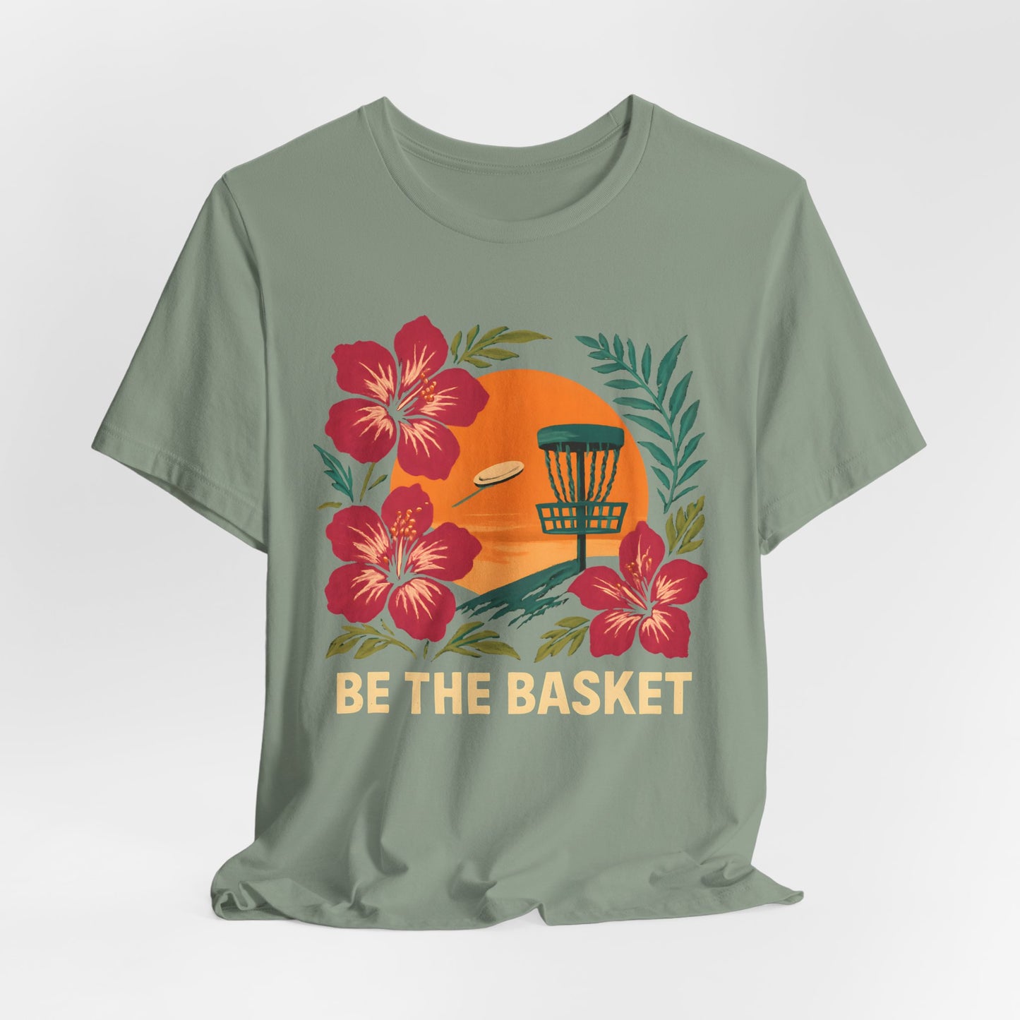 BE THE BASKET Disc Golf Basket Hawaiian 1, Unisex T-Shirt, Disc Golf Shirt
