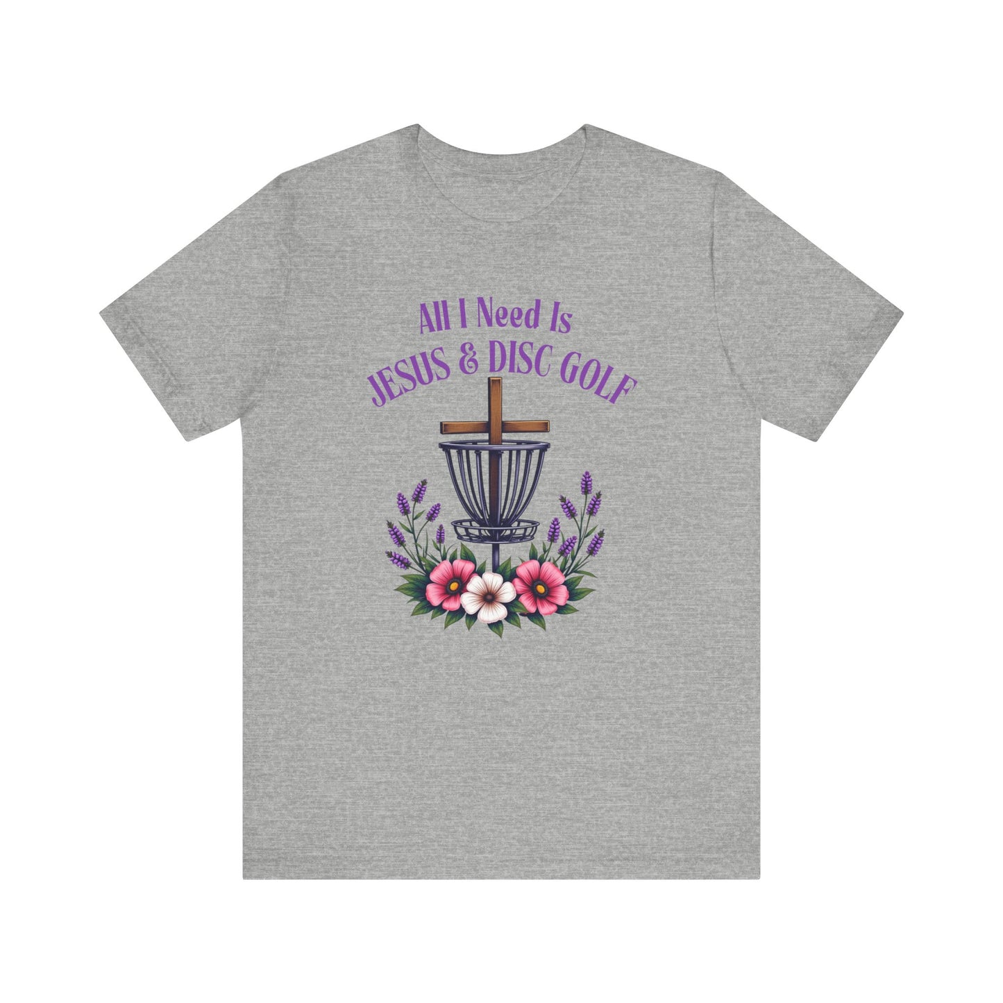 All I Need Is Jesus & Disc Golf Softstyle Unisex T-Shirt, JESUS and DISC GOLF, Purple