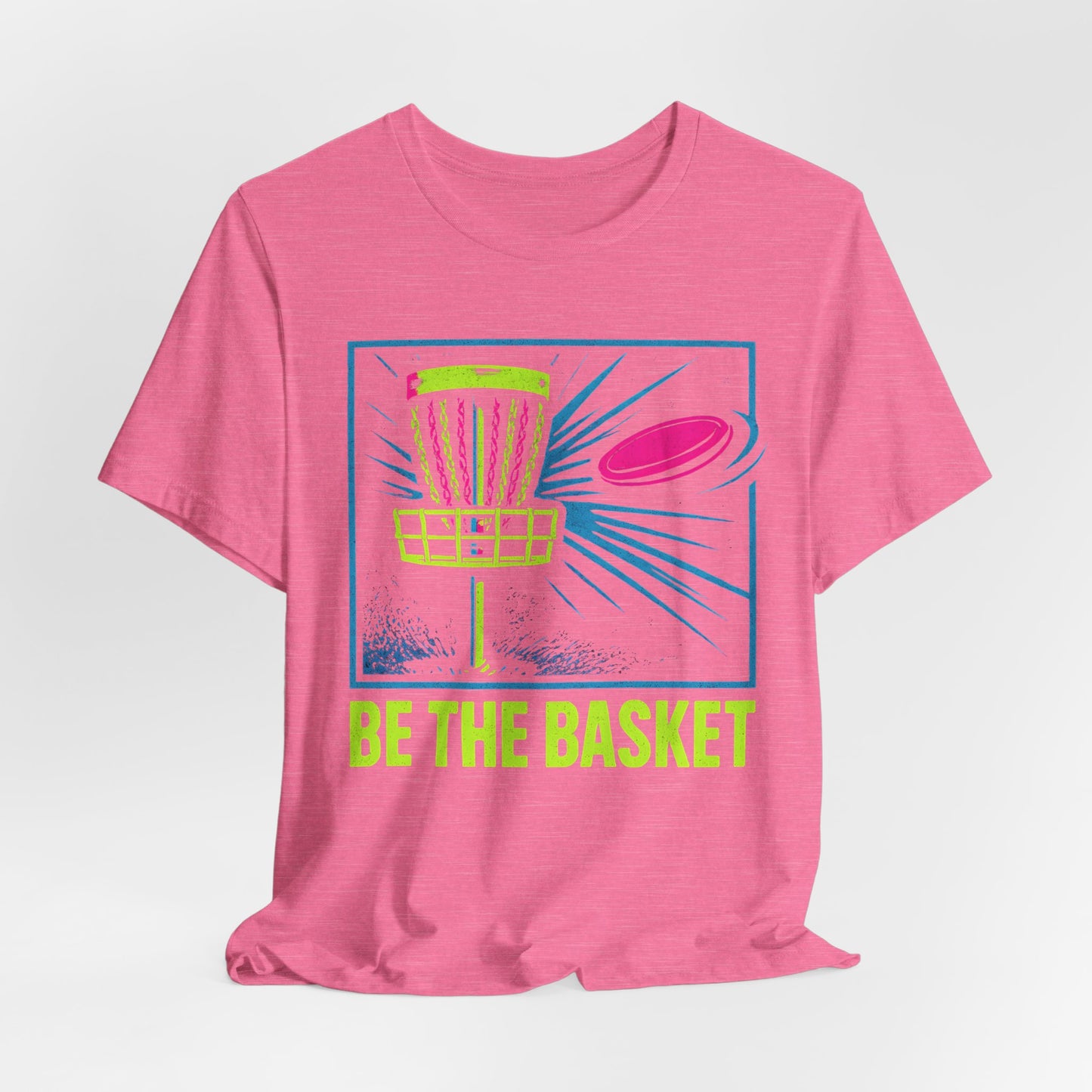 BE THE BASKET Disc Golf Basket Colorful Distressed 3, Unisex T-Shirt, Disc Golf Shirt