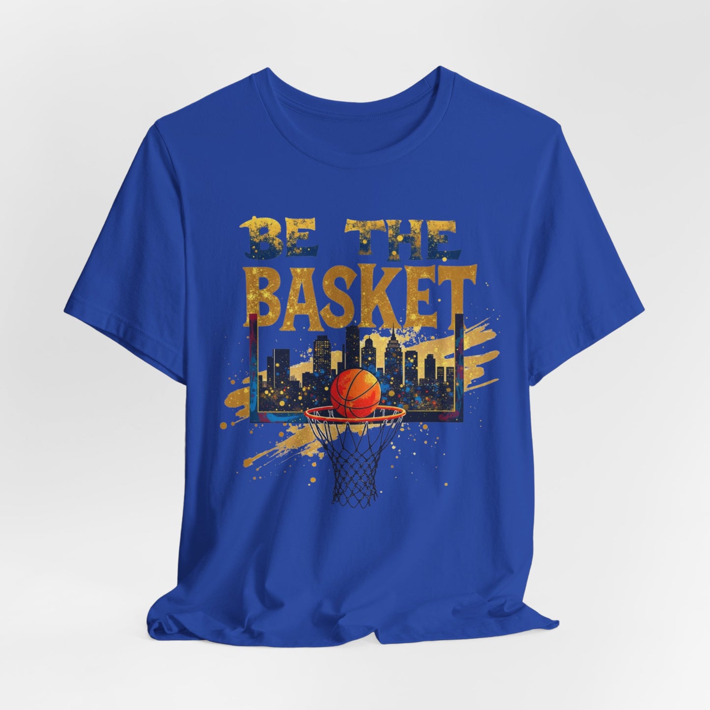 BE THE BASKET Basketball Skyline Backboard Gold, Basketball Unisex T-Shirt