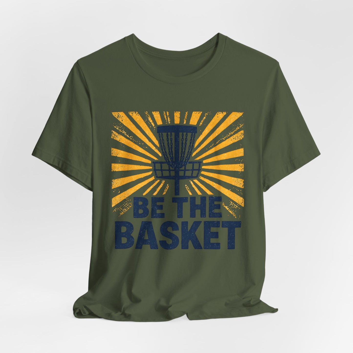 BE THE BASKET Disc Golf Blue Basket Distresses, Unisex T-Shirt, Disc Golf Shirt