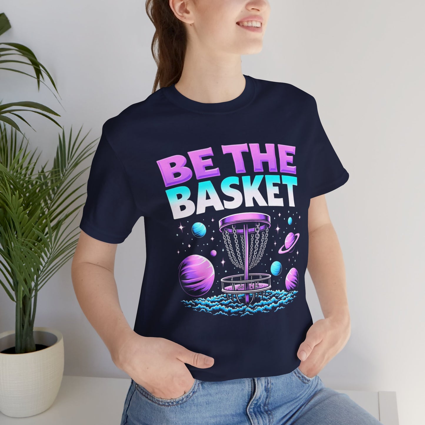 BE THE BASKET Disc Golf Space Design 1, Unisex T-Shirt, Disc Golf Shirt